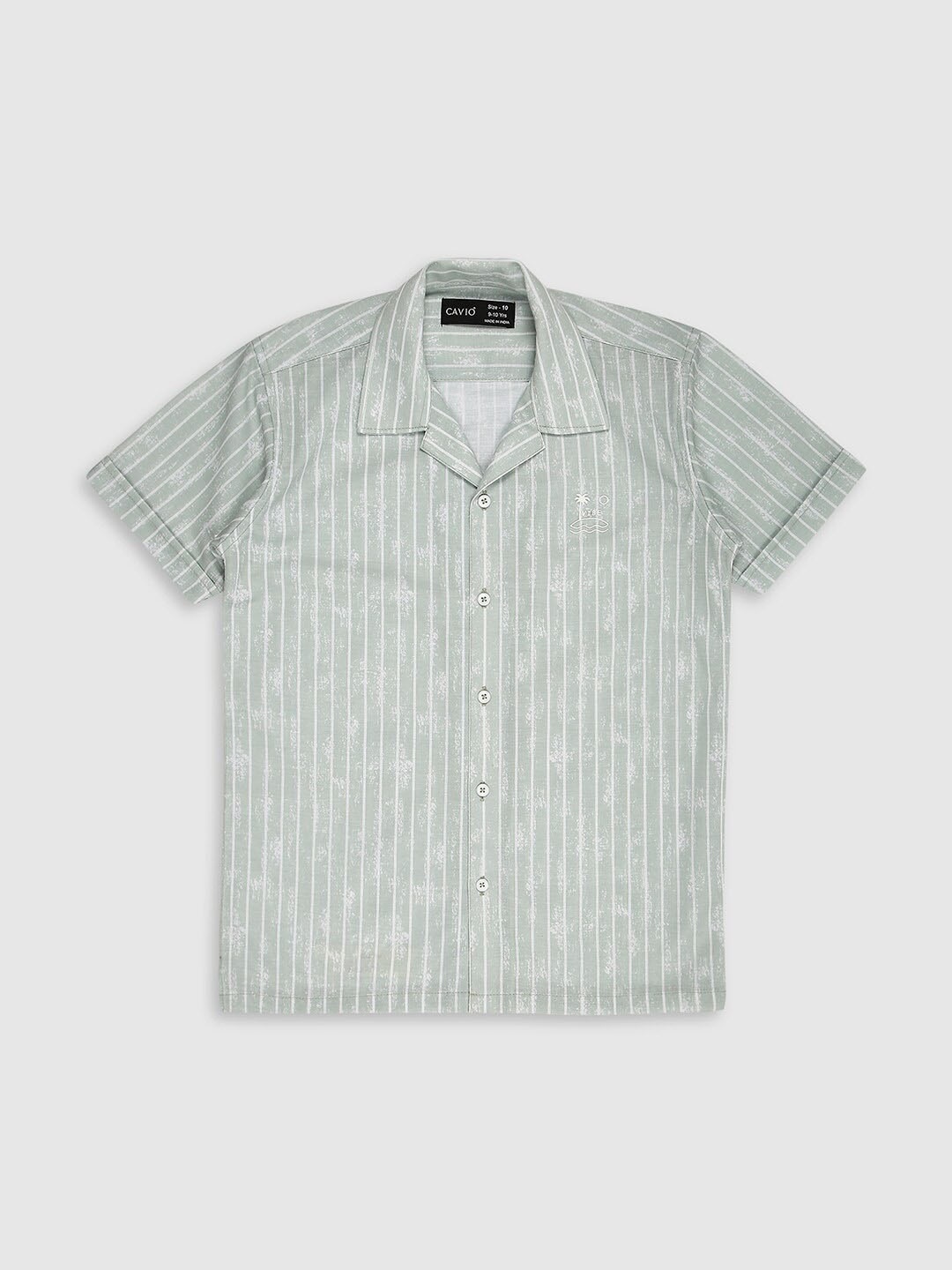 

CAVIO Boys Standard Opaque Striped Cotton Casual Shirt, Green