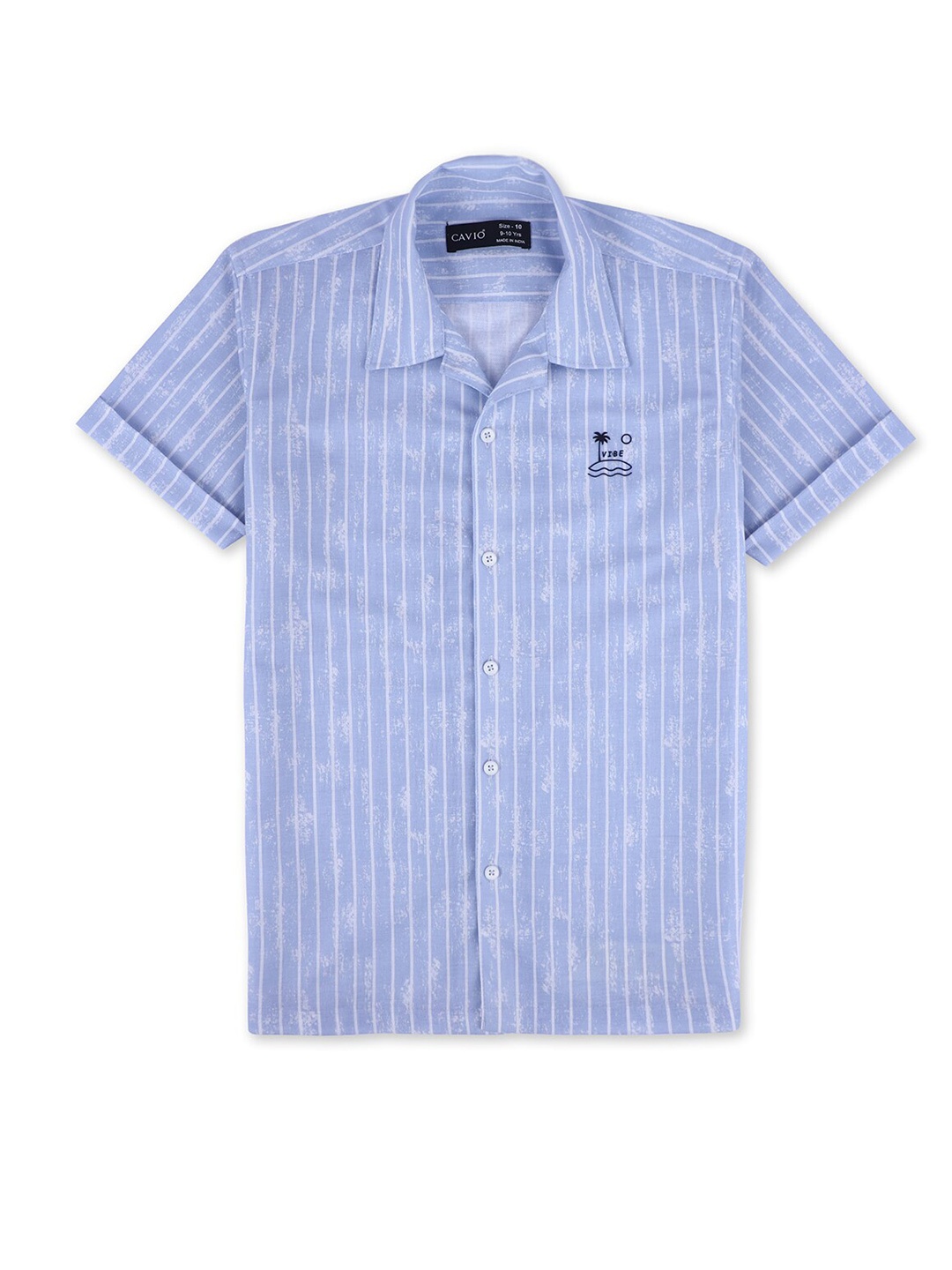 

CAVIO Boys Standard Opaque Striped Cotton Casual Shirt, Blue