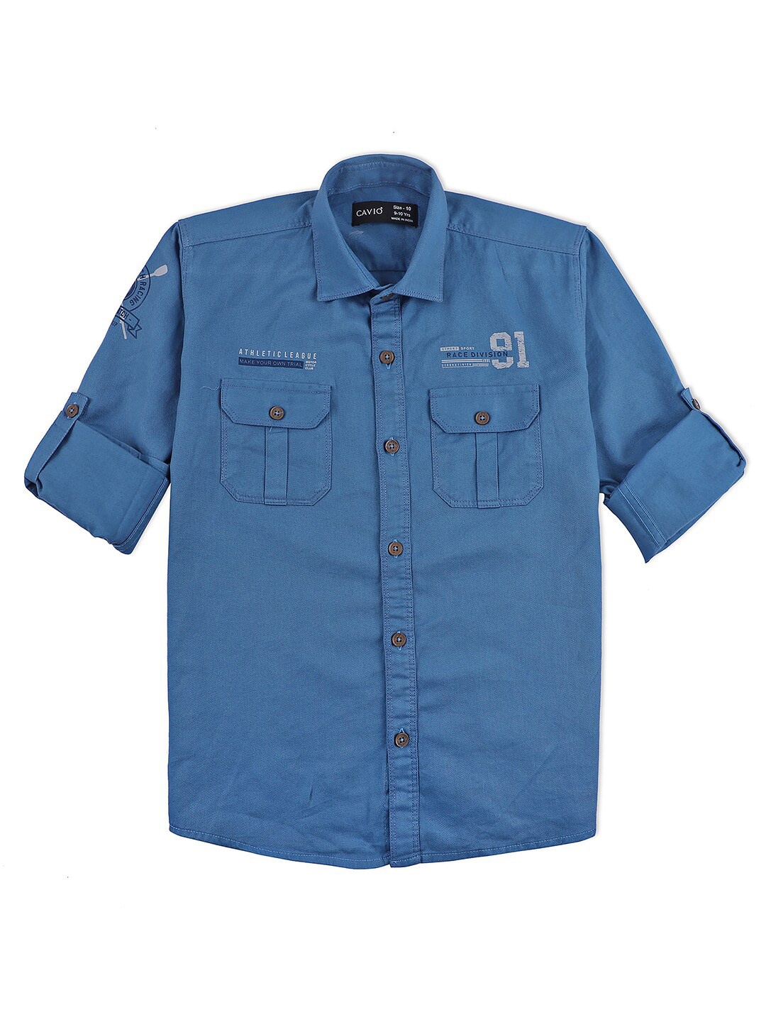 

CAVIO Boys Standard Opaque Cotton Casual Shirt, Blue