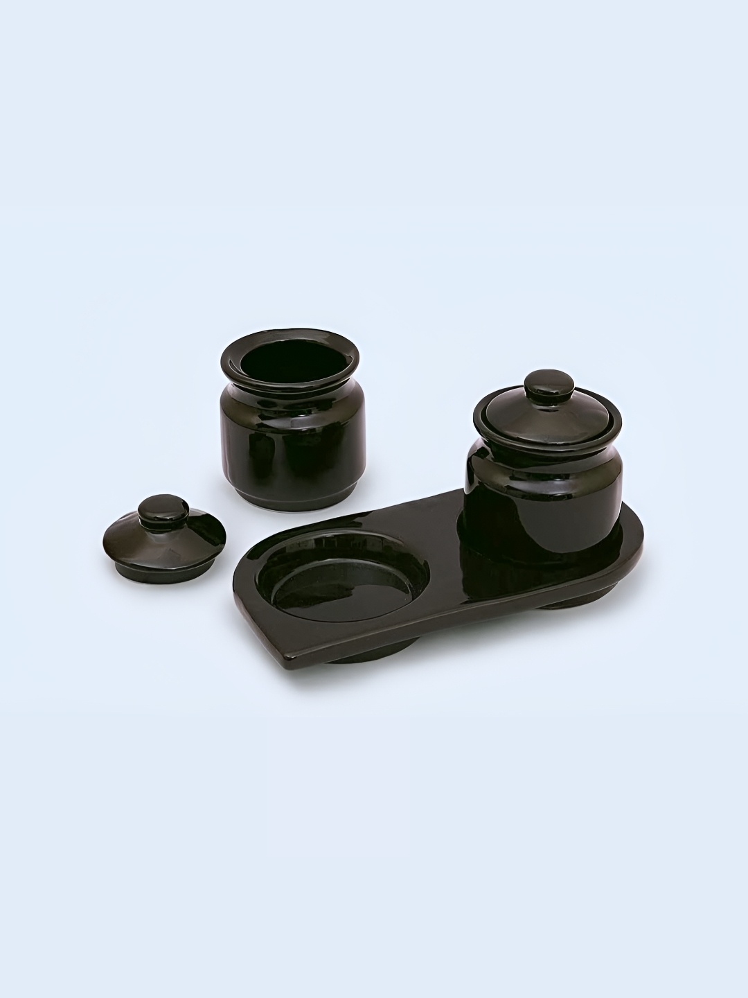 

INDIA MEETS INDIA Black 3 Pieces Ceramic Food Container
