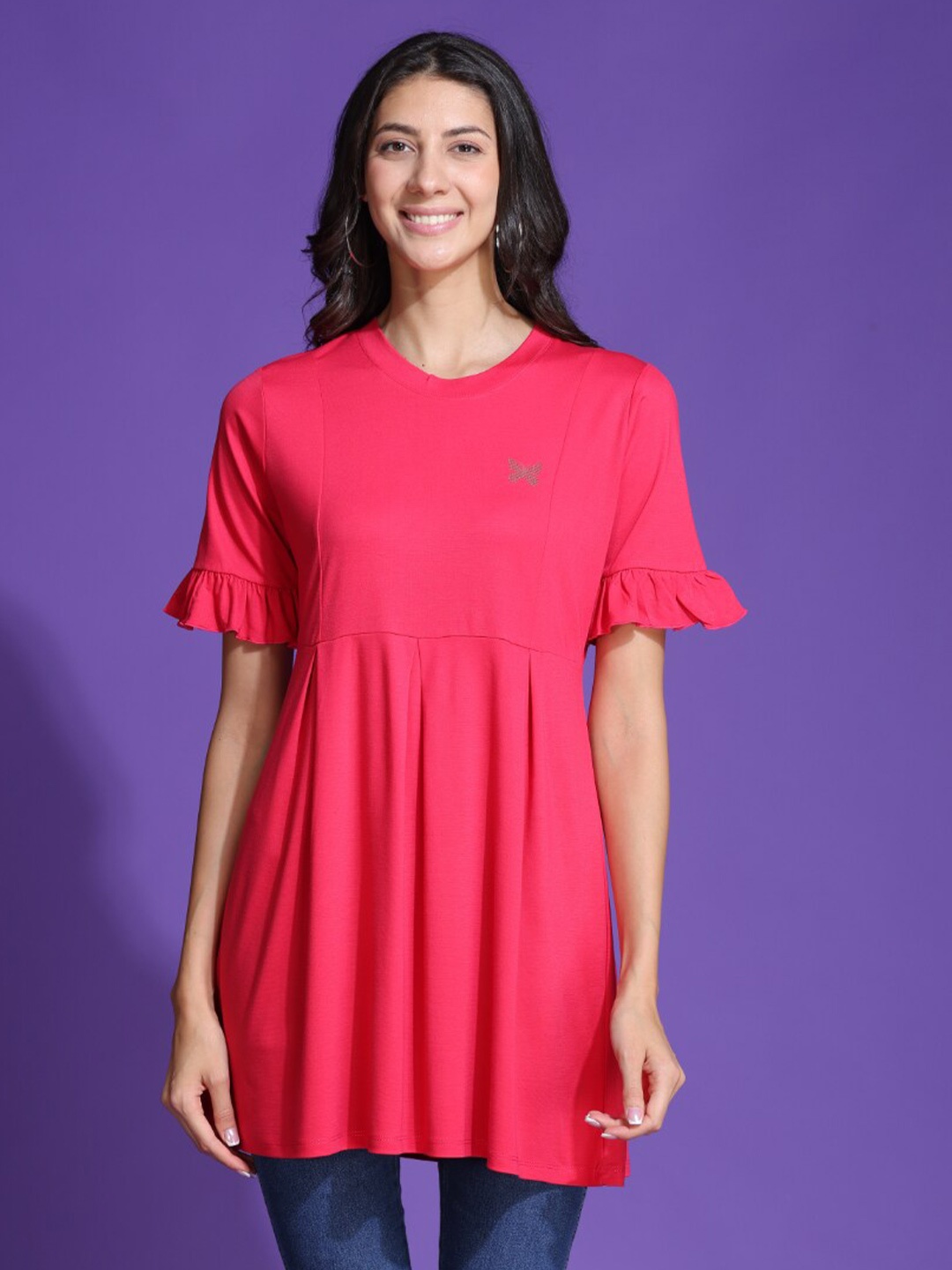 

TITTLI Gathered Round Neck Tunic, Red