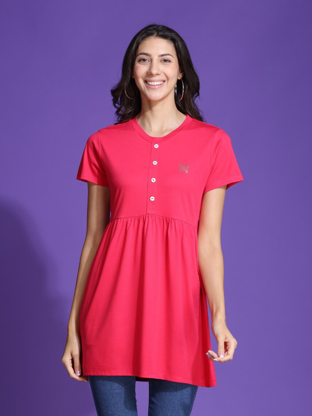 

TITTLI Gathered Round Neck Tunic, Red