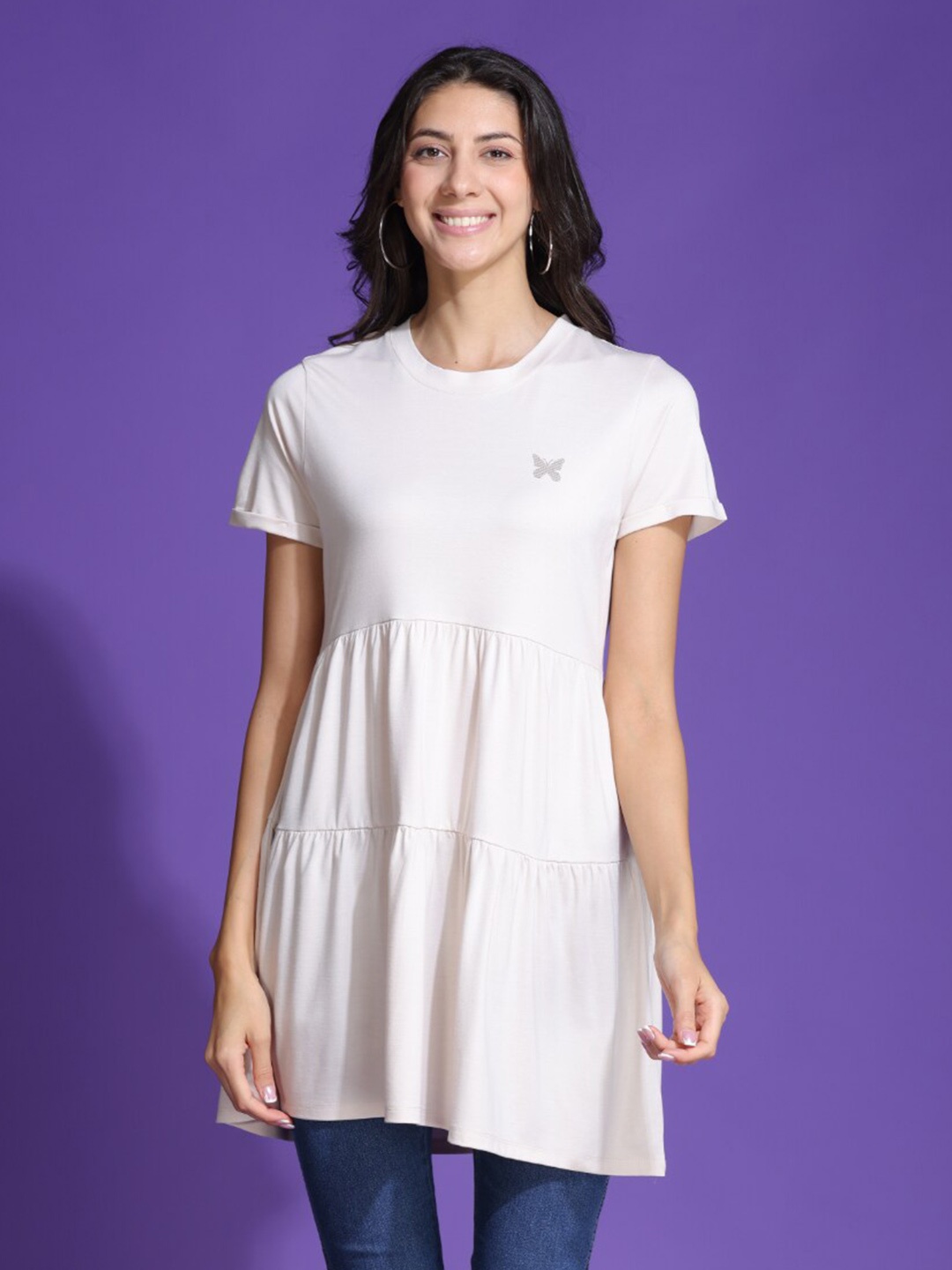 

TITTLI Gathered Round Neck Tunic, Cream