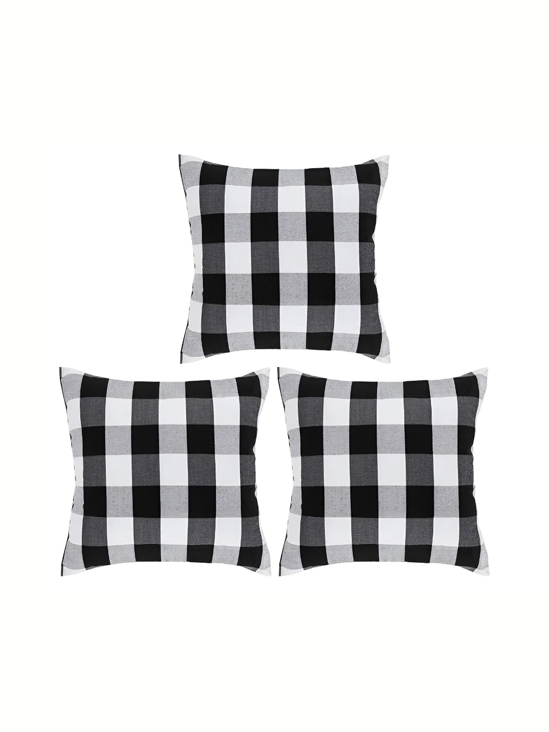 

BIRD WING 3 Pieces Black Checked Square Cushion Covers