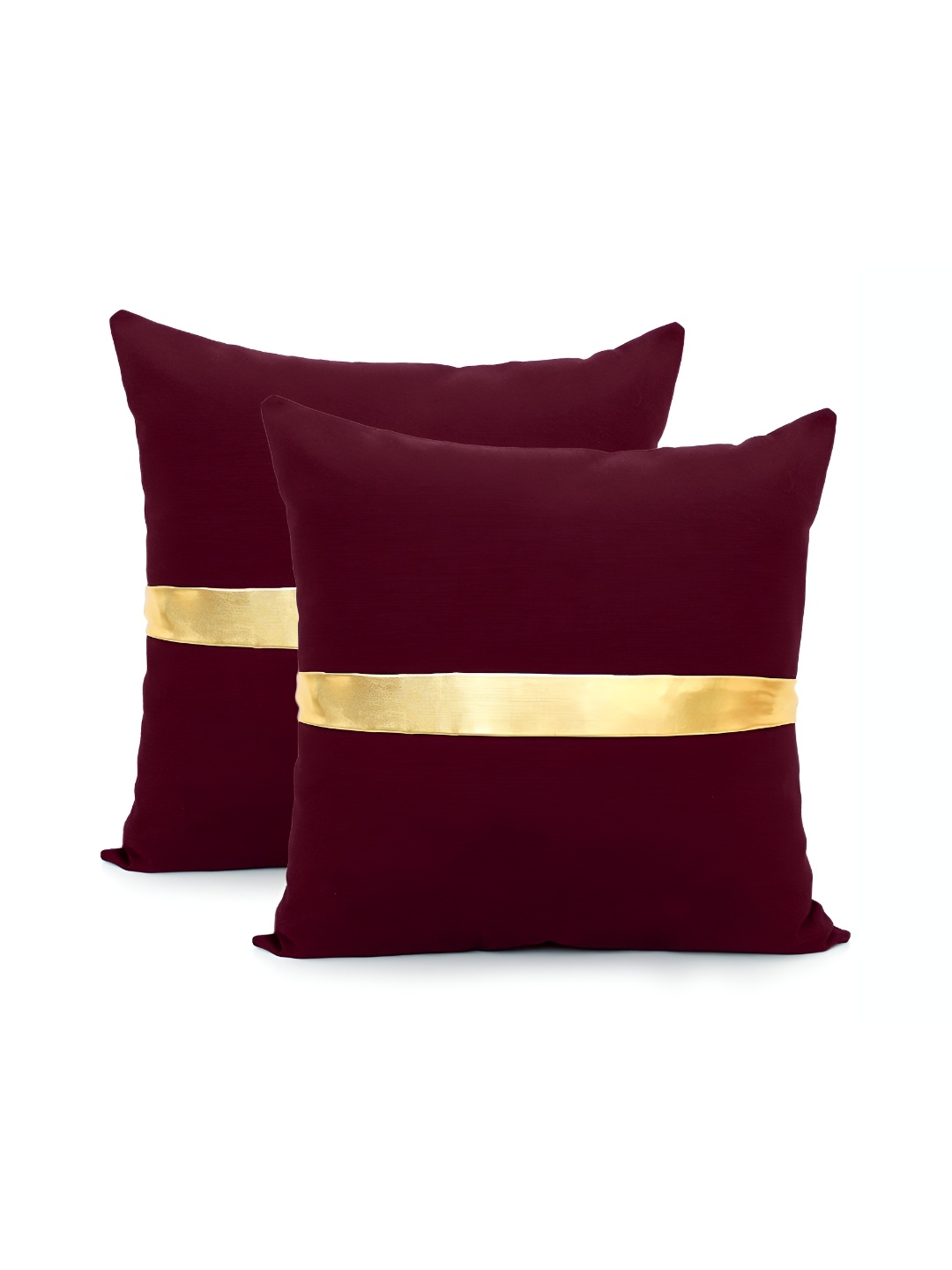 

BIRD WING Maroon and GoldToned 2 Pieces Cotton Square Cushion Covers