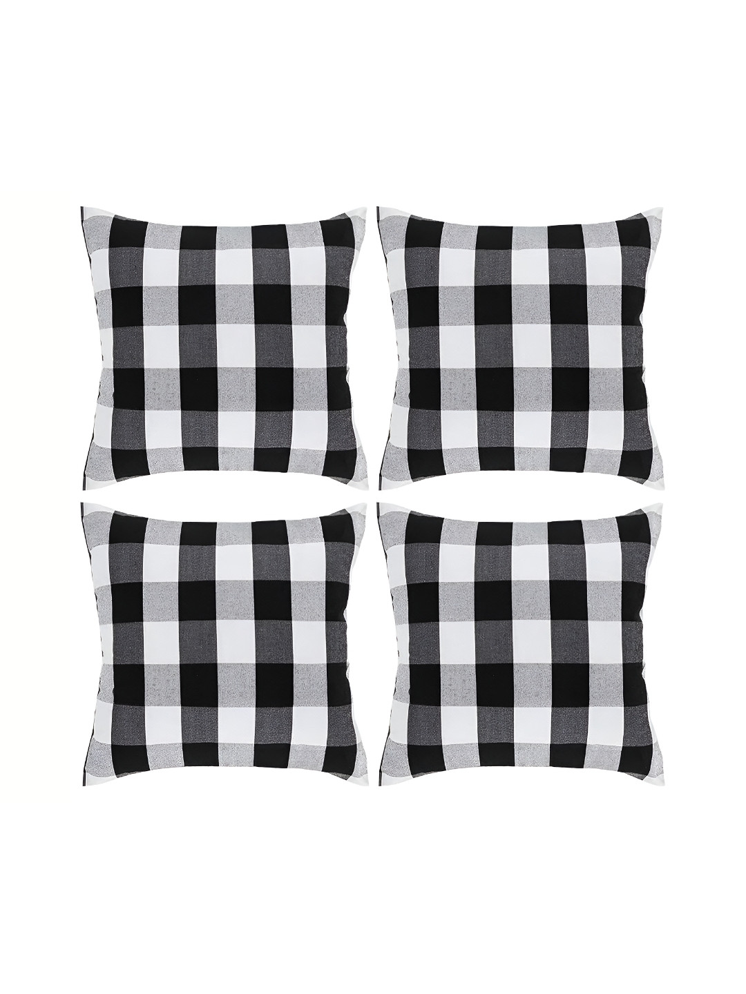 

BIRD WING Black 4 Pieces Checked Square Cotton Cushion Covers
