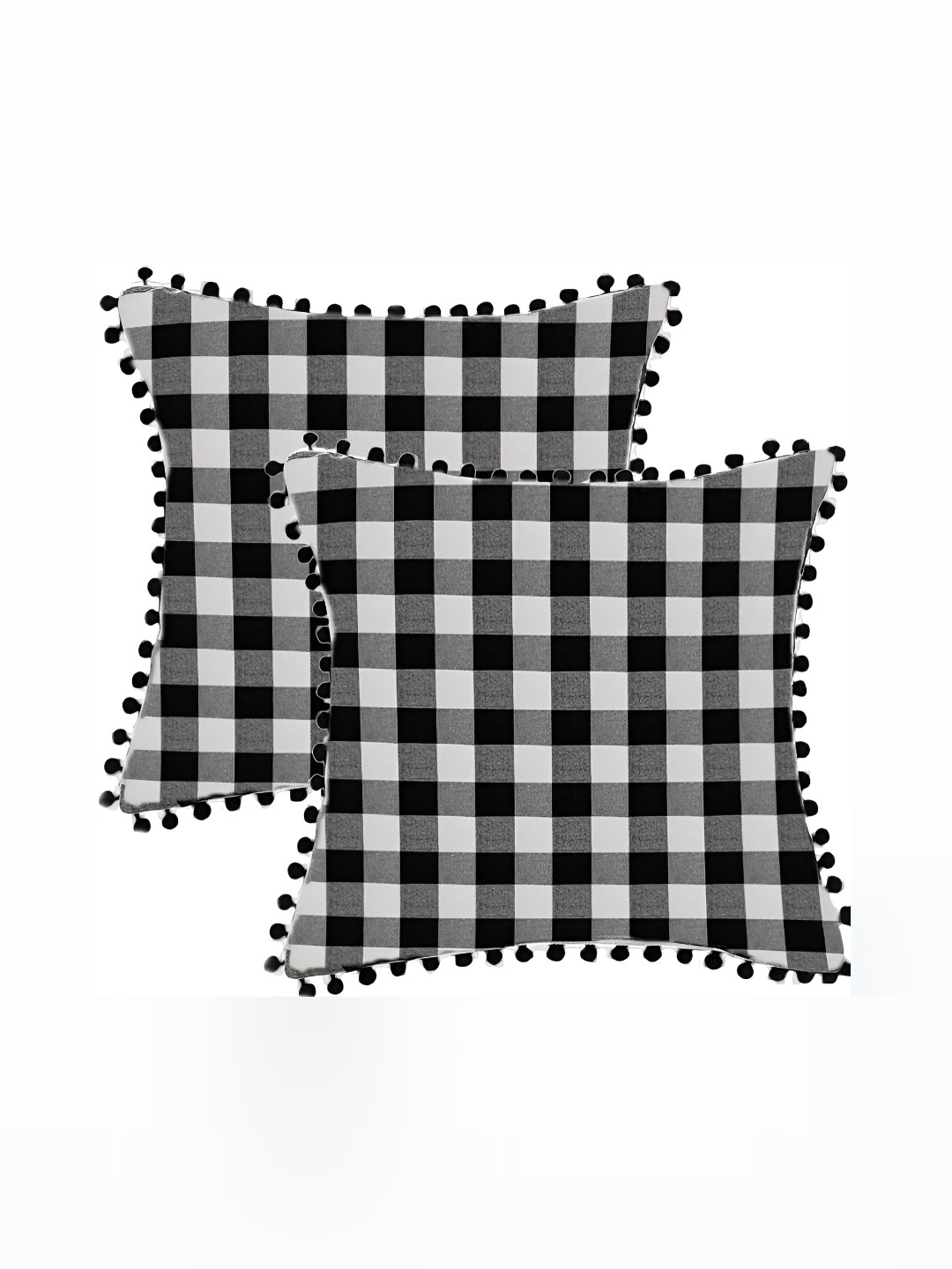 

BIRD WING Black & White 2 Pcs Checked Square Cushion Covers
