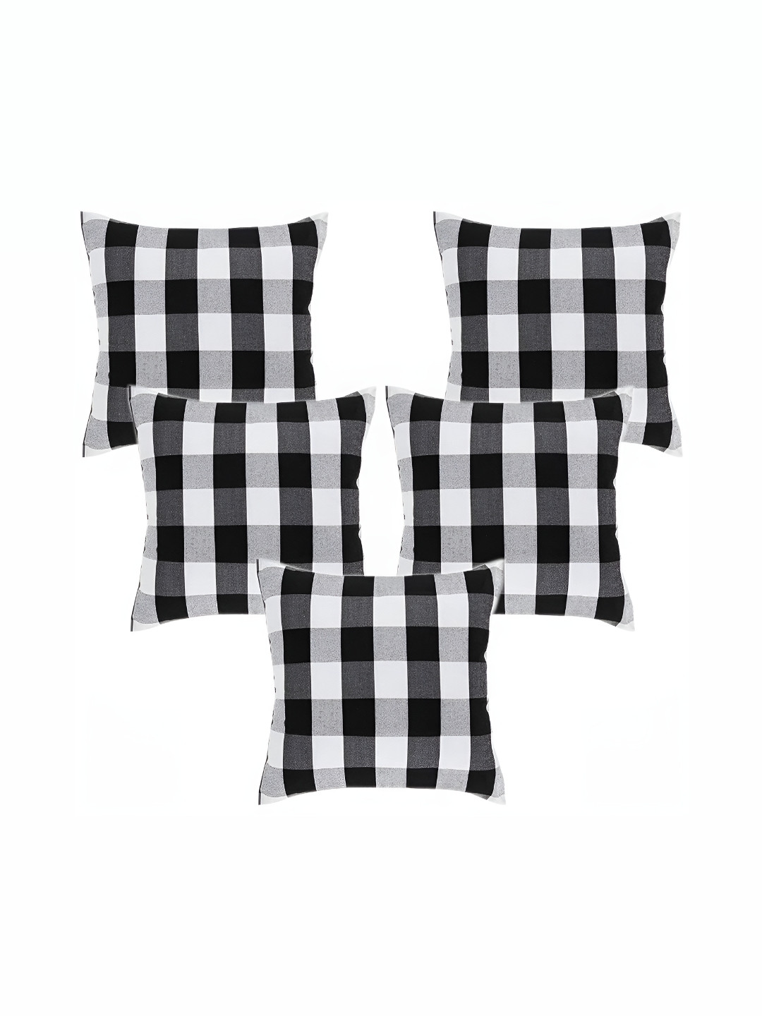 

BIRD WING Black 5 Pieces Checked Square Cushion Covers