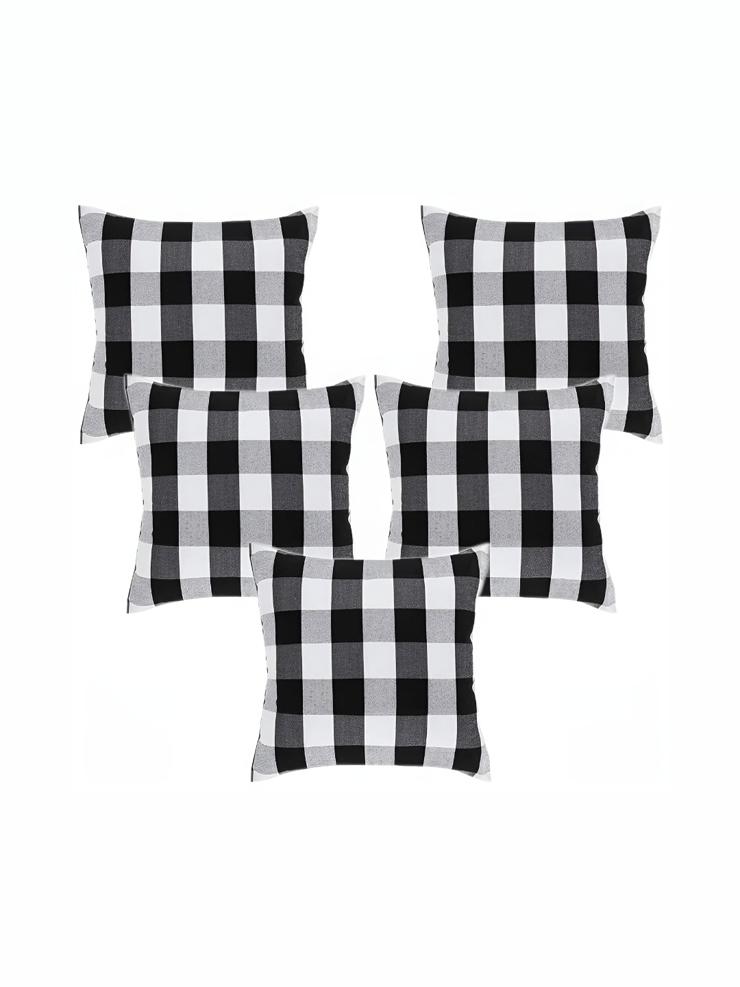

BIRD WING Black 5 Pieces Checked Square Cushion Covers
