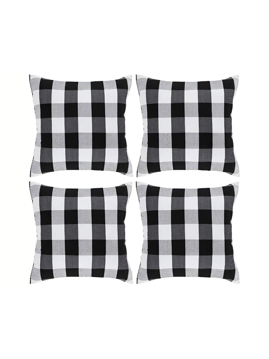 

BIRD WING Black 4 Pieces Checked Square Cushion Covers