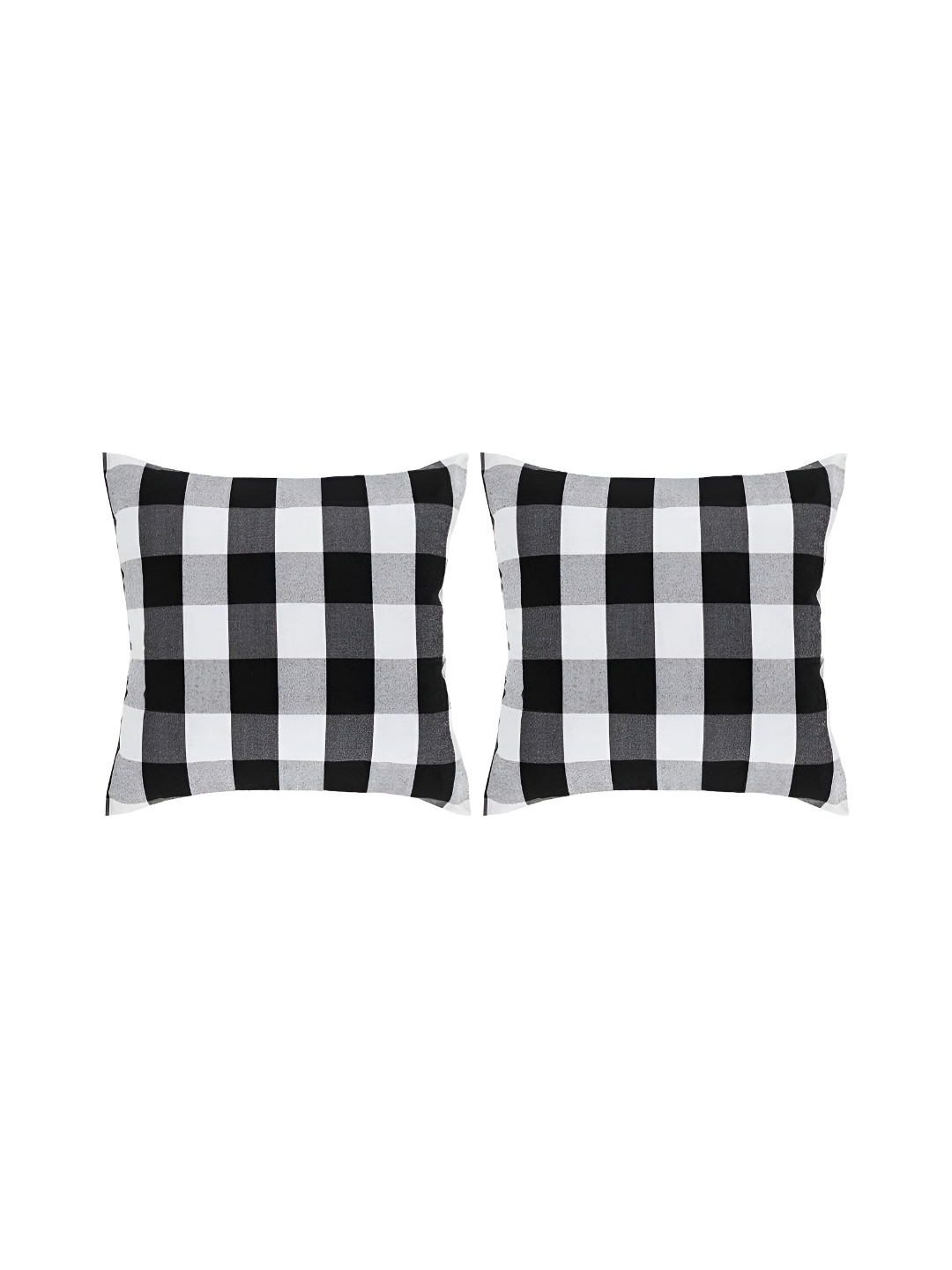 

BIRD WING Black & White 2 Pieces Checked Cotton Square Cushion Covers