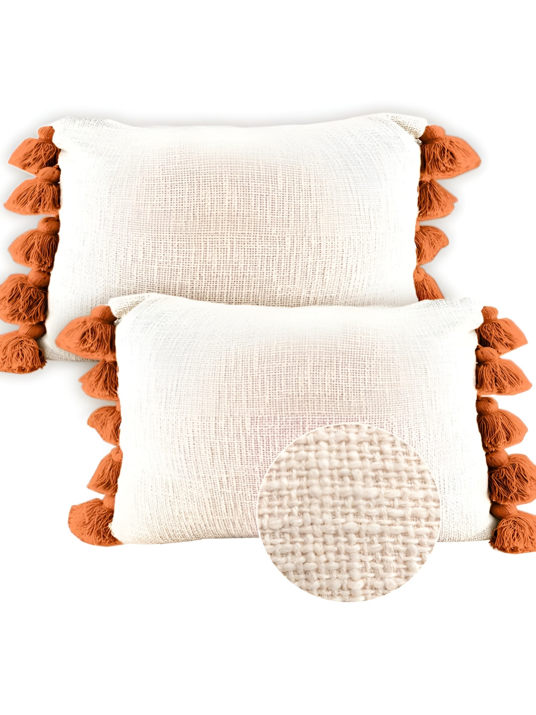 

BIRD WING Beige 2 Pieces Rectangular Cotton Cushion Covers