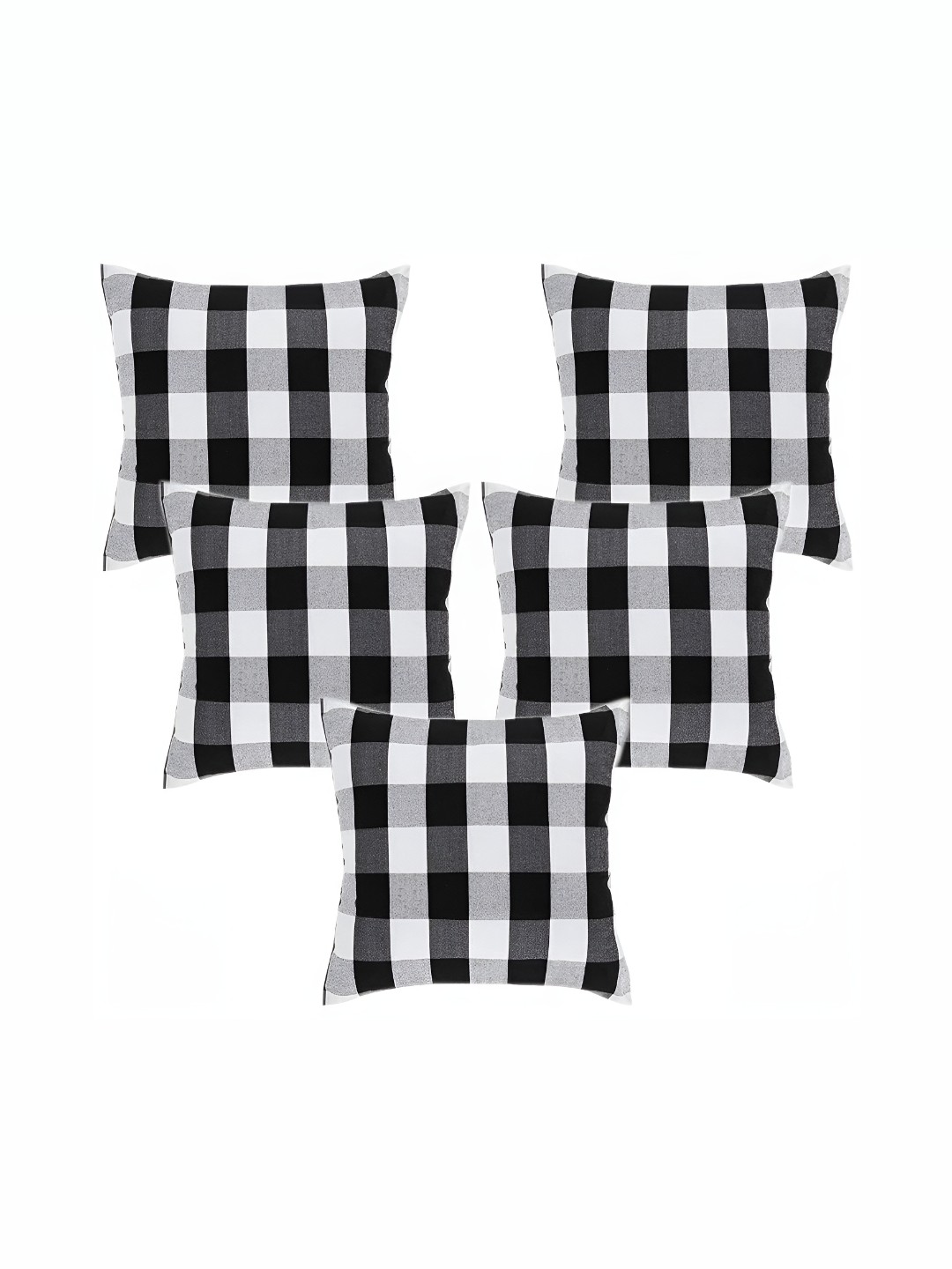 

BIRD WING Black 5 Pieces Checked Square Cushion Covers