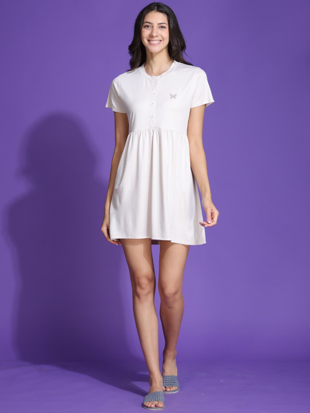

TITTLI Round Neck Short Sleeves Top, Cream