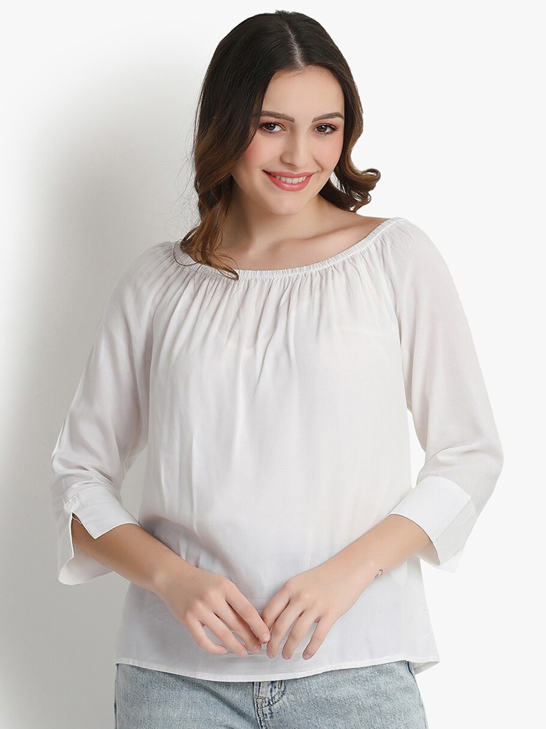 

putsum Raglan Sleeves Cotton Top, White