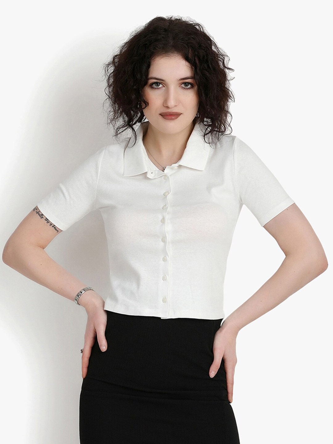 

putsum Cotton Shirt Style Top, White