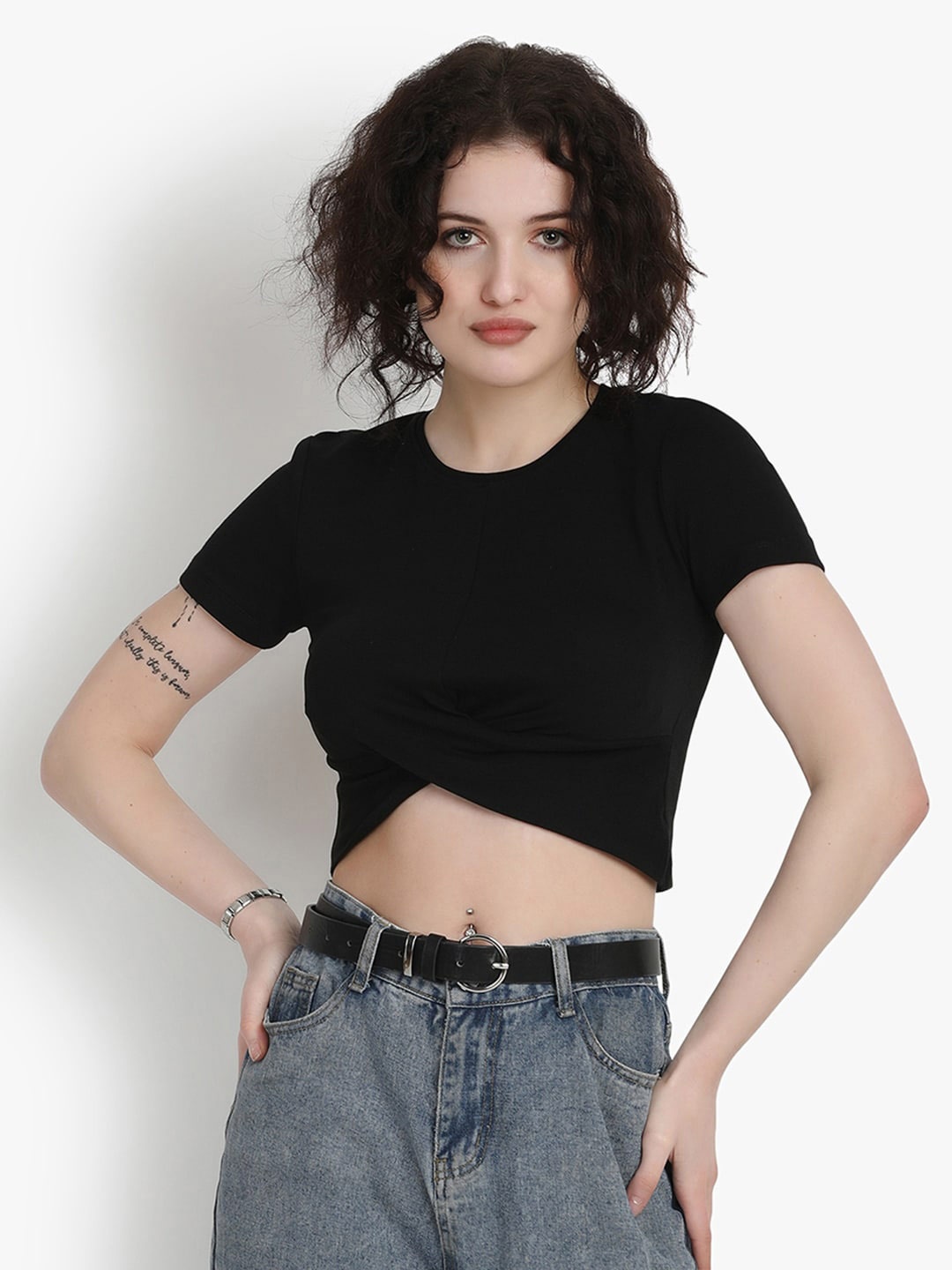 

putsum Twisted Cotton Crop Top, White