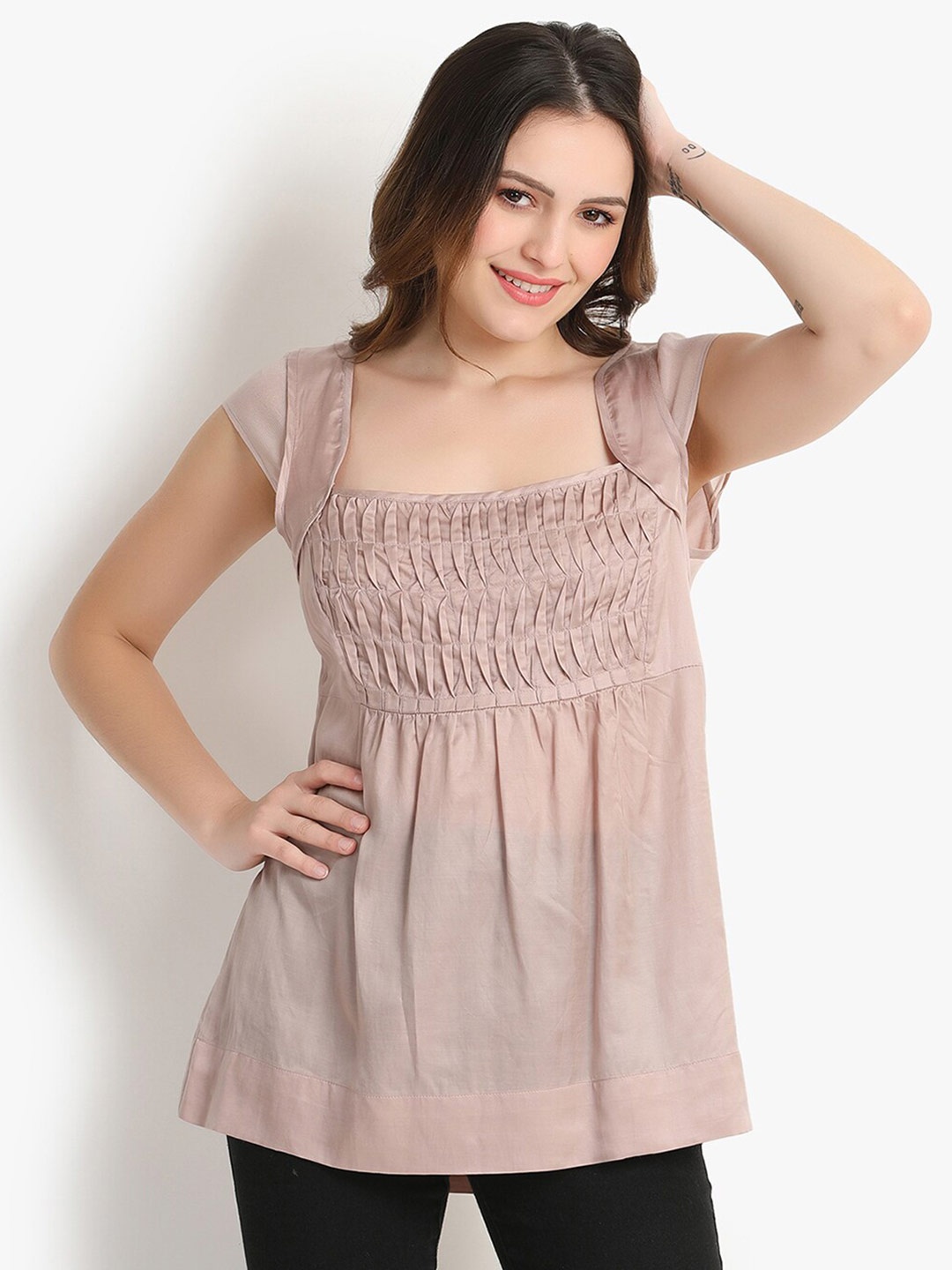 

putsum Party Wear Satin Top, Pink