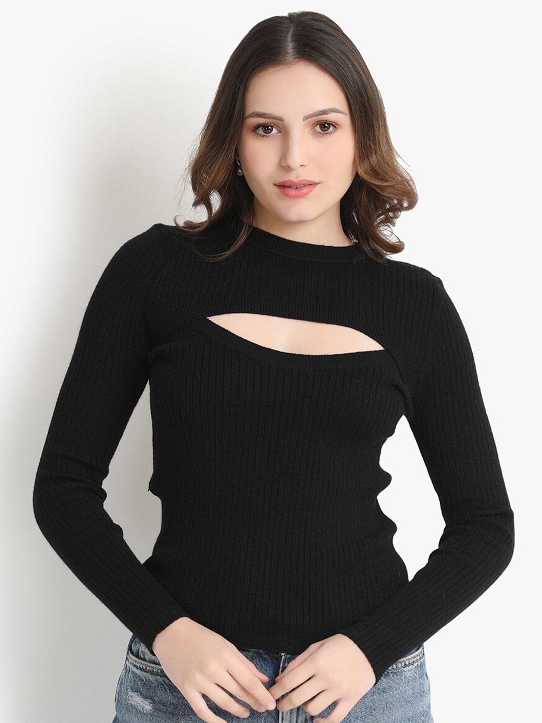 

putsum Eye Cutout Regular Top, Black