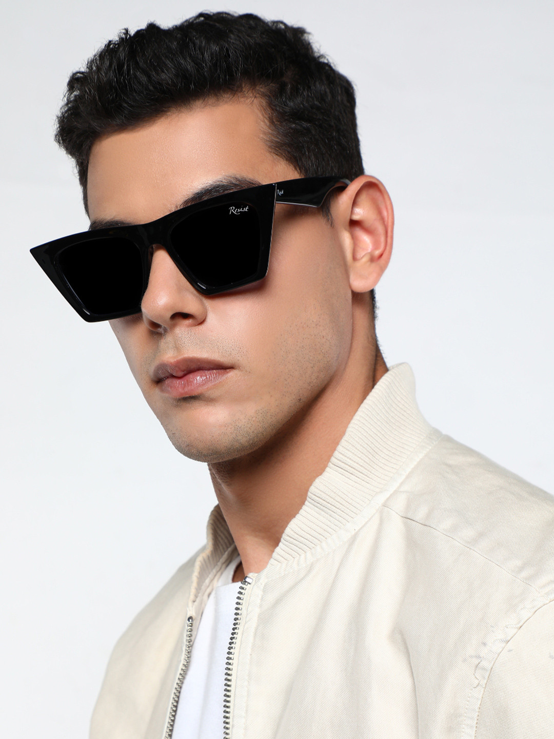 

RESIST EYEWEAR Unisex Cateye Sunglasses with UV Protected Lens GLAM BLACK BLACK