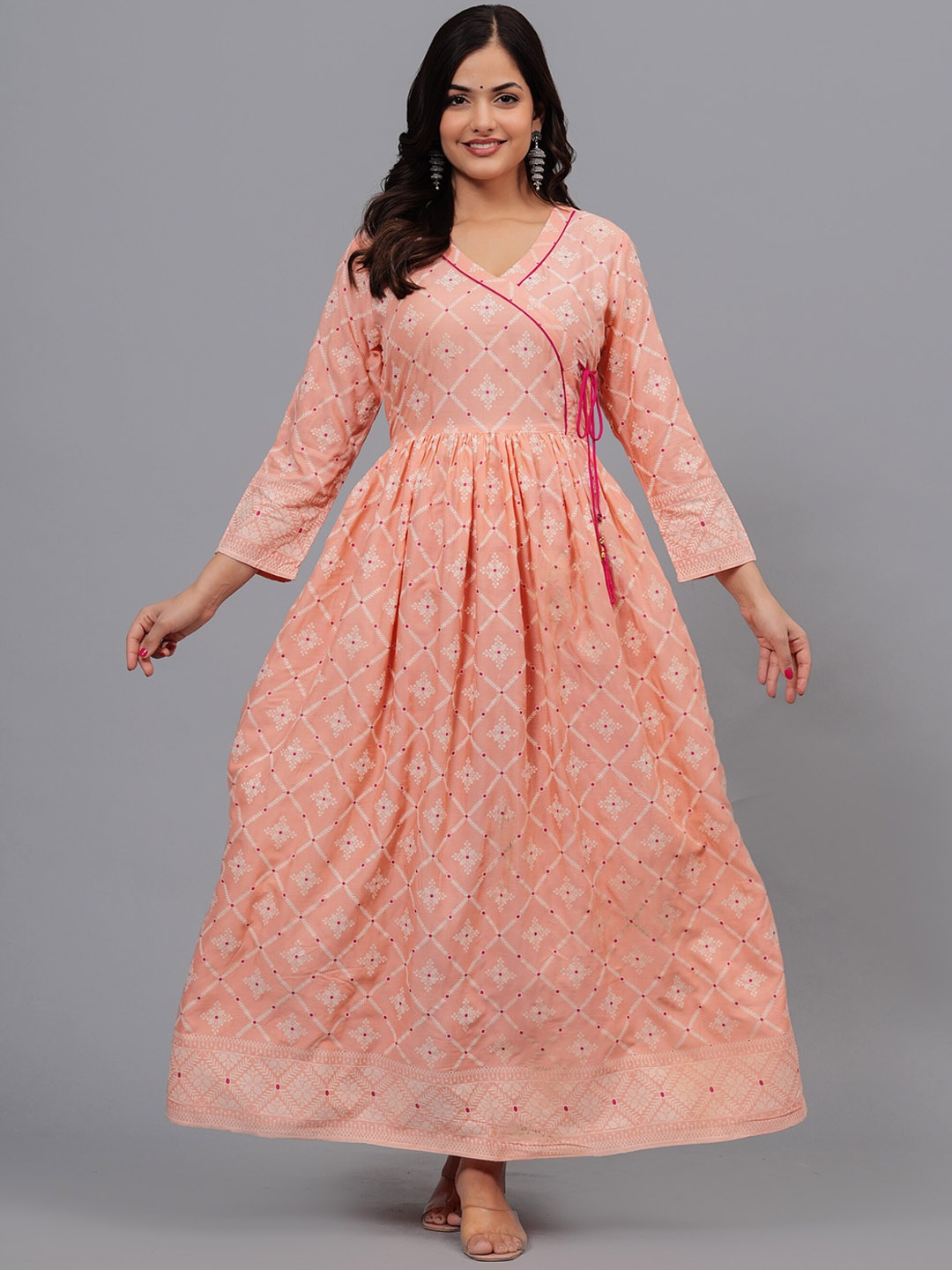 

Bachuu Ethnic Motifs Printed Anarkali Kurta, Peach