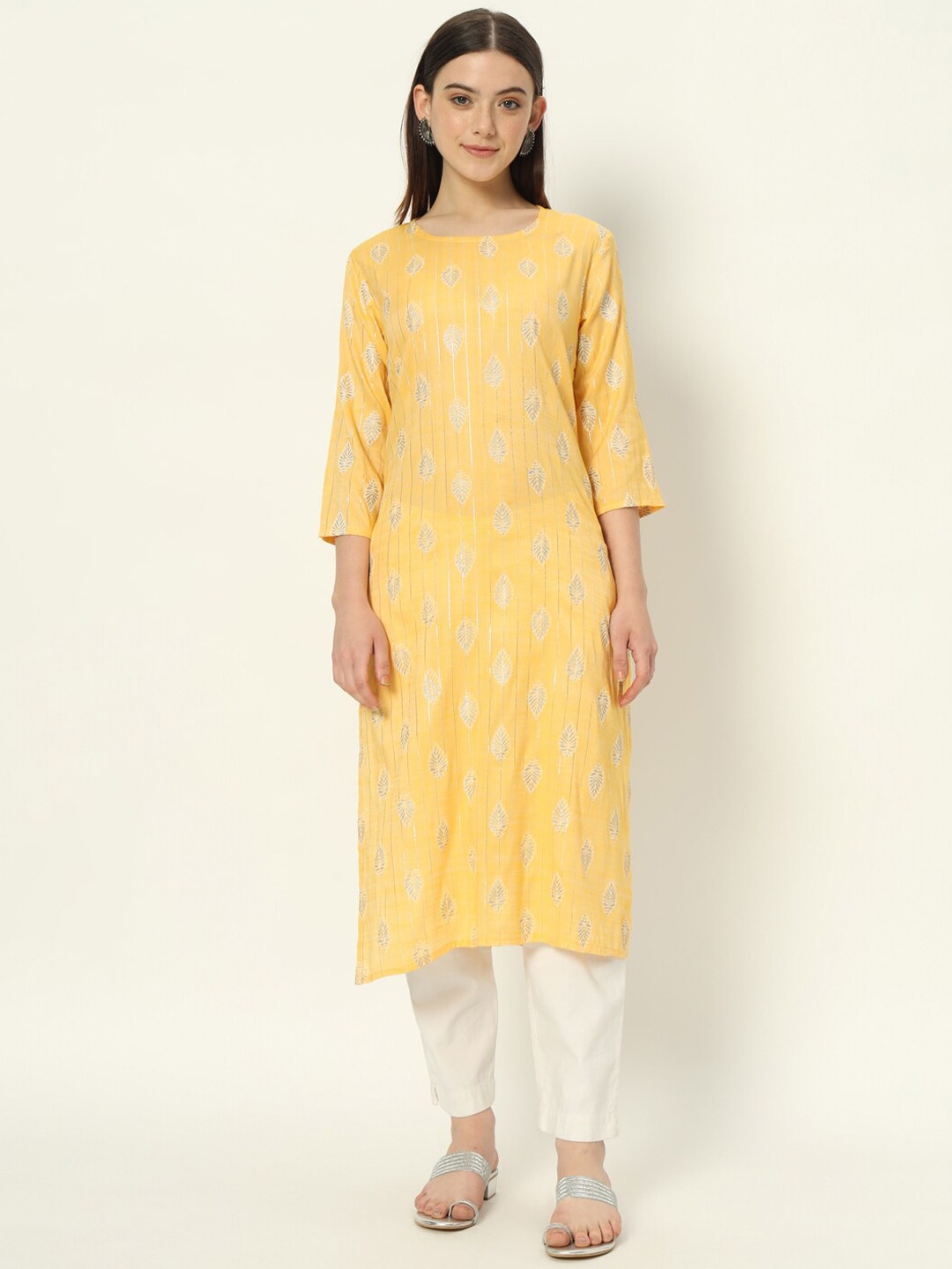 

Bachuu Ethnic Motifs Printed Straight Kurta, Yellow