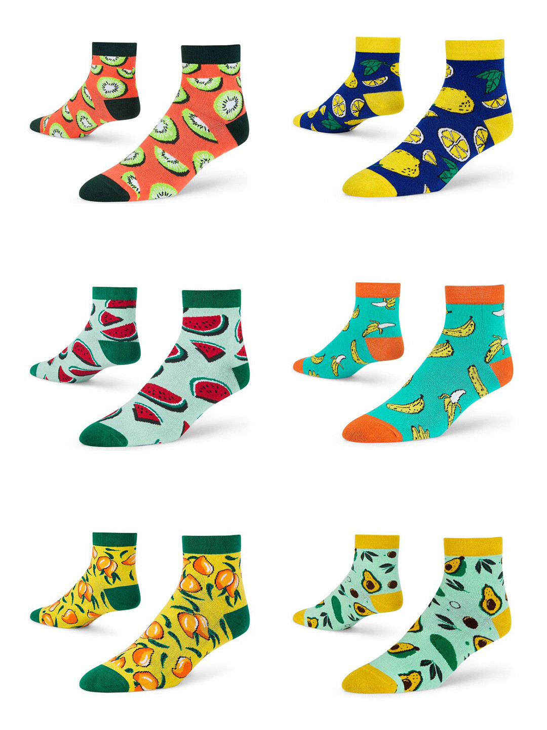 

Dynamocks Unisex Pack Of 6 Patterned Ankle Length Socks, Yellow