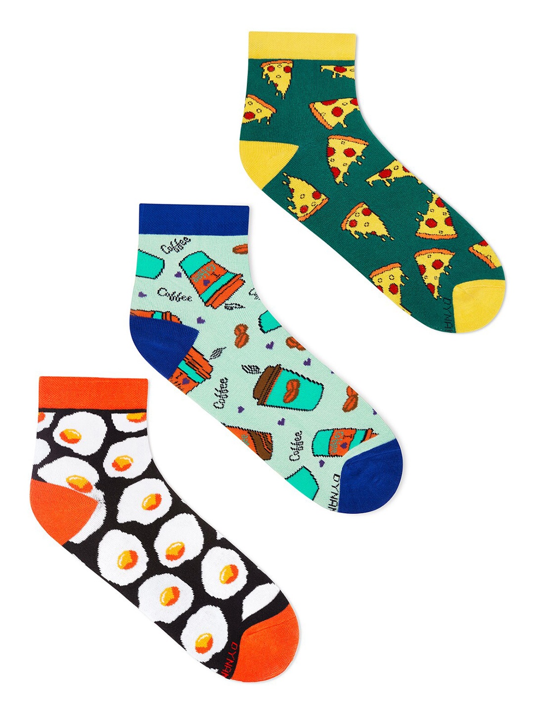 

Dynamocks Unisex Pack Of 3 Patterned Ankle Length Socks, Green