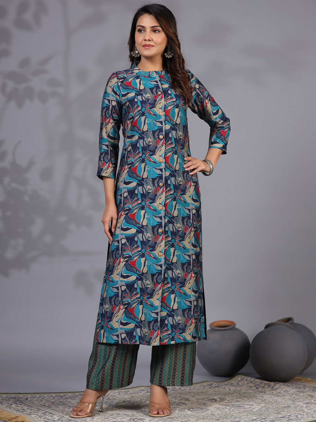 

KALINI Abstract Printed Kurta With Palazzo, Blue
