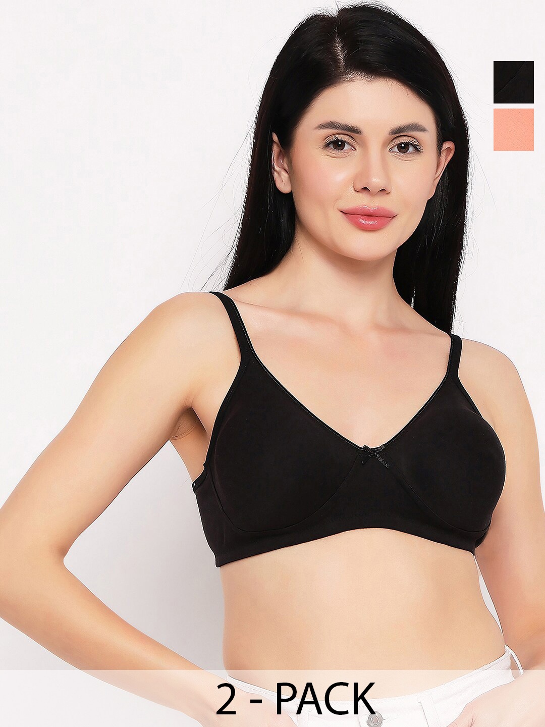 

TOFTY Pack of 2 Full Coverage Bra, Black
