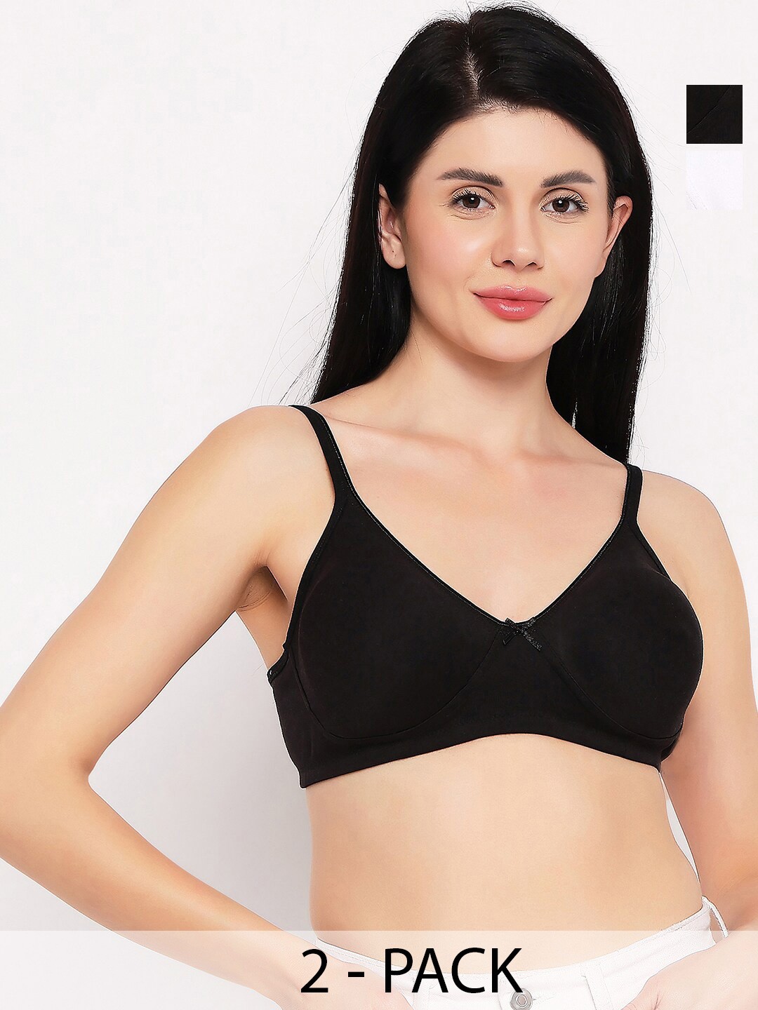 

TOFTY Pack of 2 Full Coverage T-shirt Bra with All Day Comfort, Black