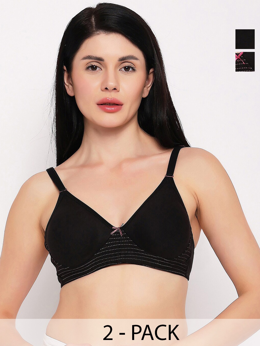 

TOFTY Pack of 2 Full Coverage Bra, Black