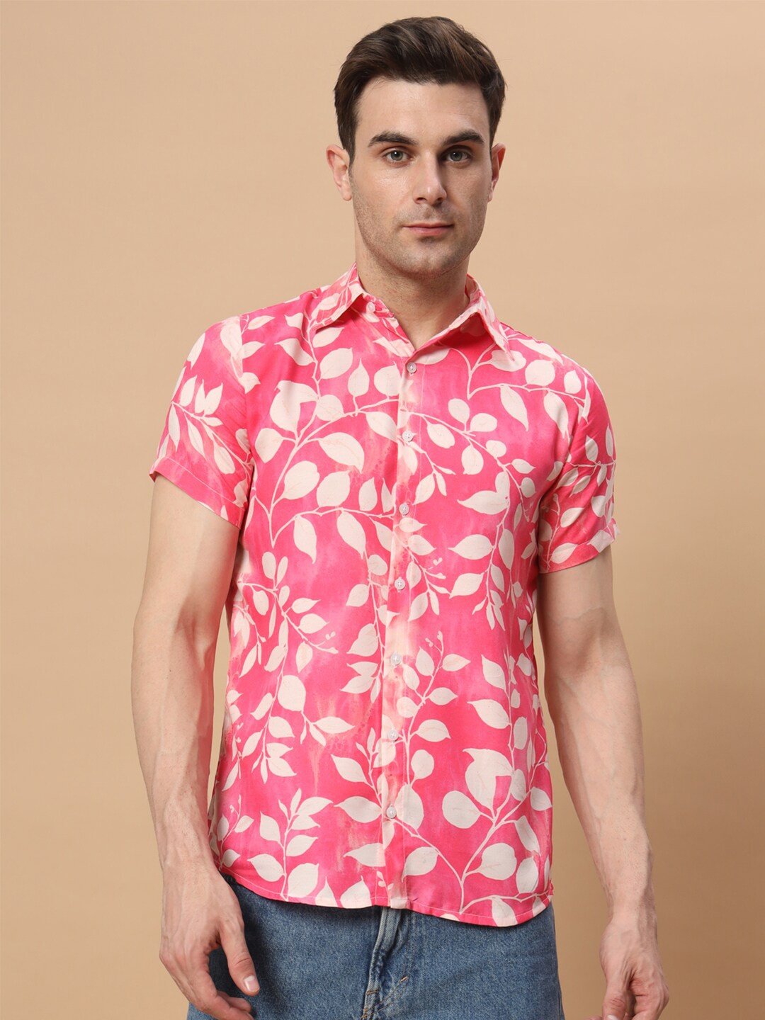 

BAESD Standard Floral Opaque Printed Casual Shirt, Pink