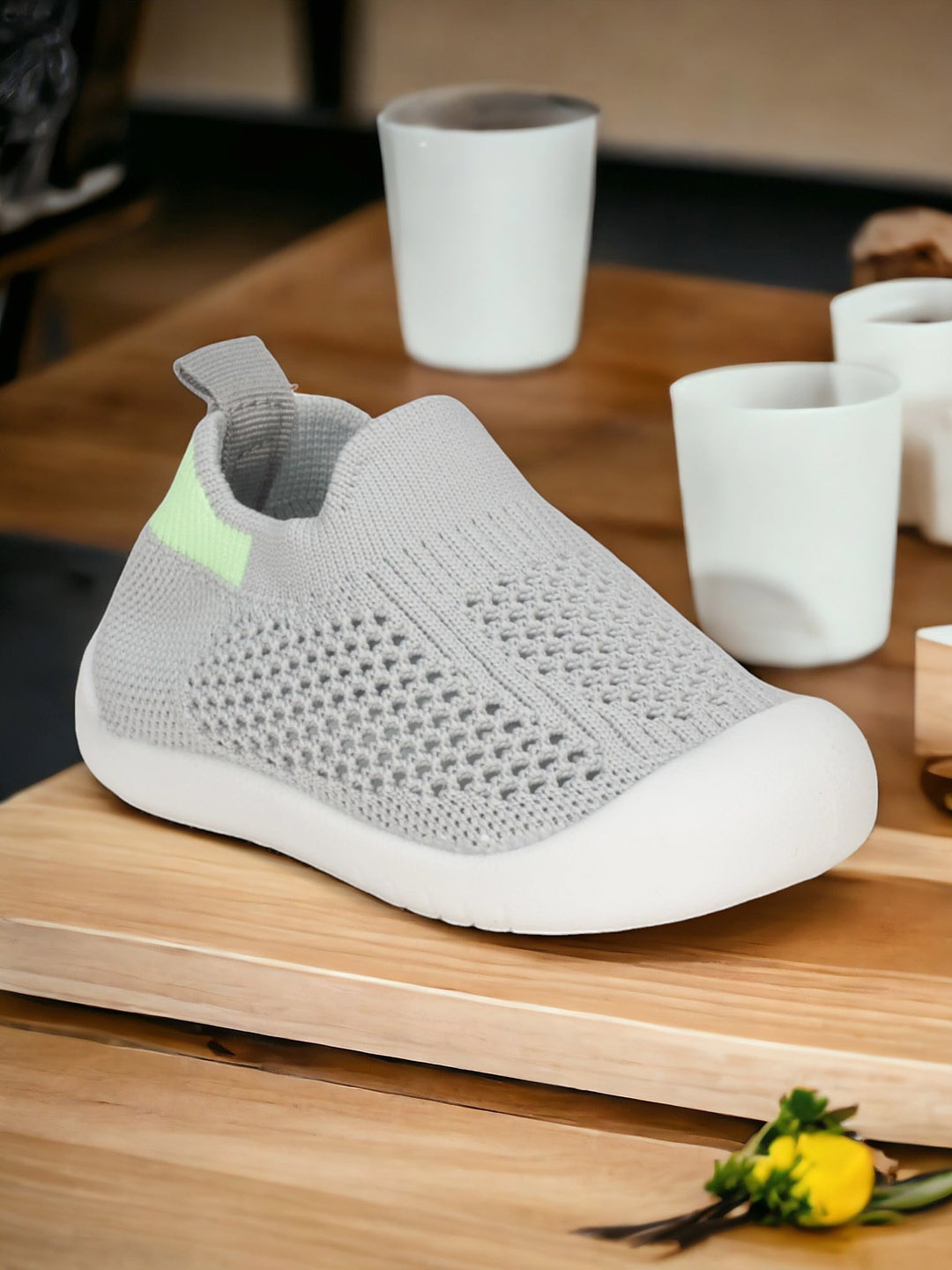 

Lil Lollipop Kids Textured Slip-On Sneakers, Grey