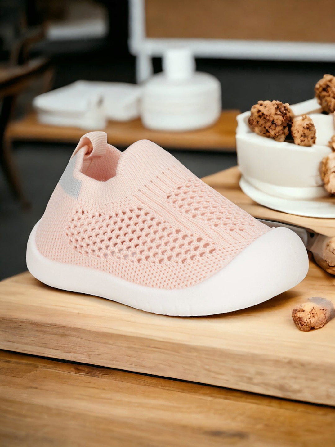 

Lil Lollipop Kids Textured Slip-On Sneakers, Peach