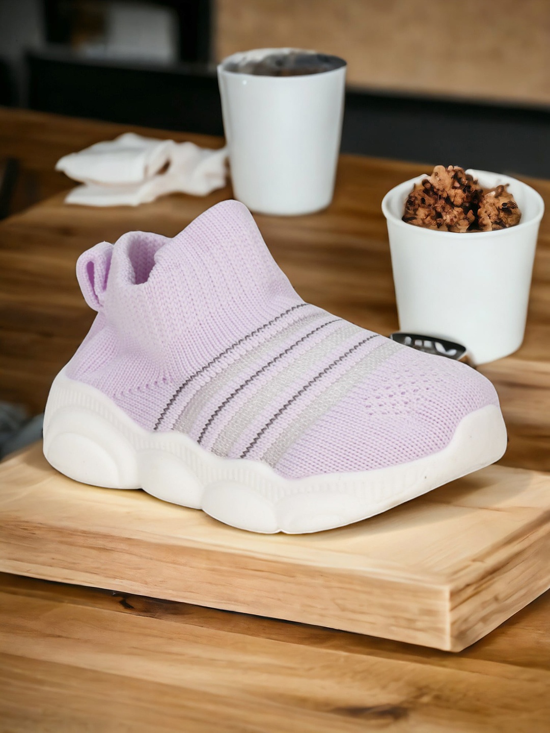 

Lil Lollipop Kids Textured Slip-On Sneakers, Mauve