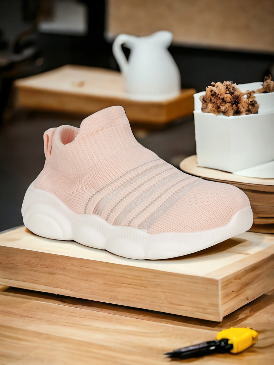 

Lil Lollipop Kids Textured Slip-On Sneakers, Peach
