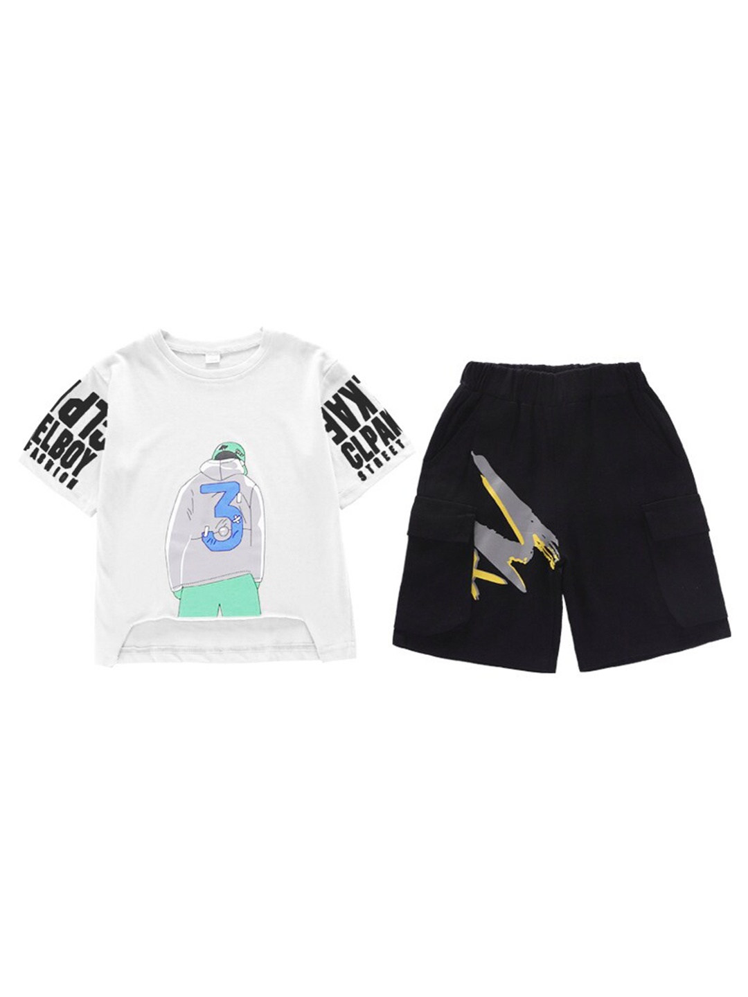 

StyleCast x Revolte Boys Printed Round Neck Short Sleeves T-shirt With Shorts, White