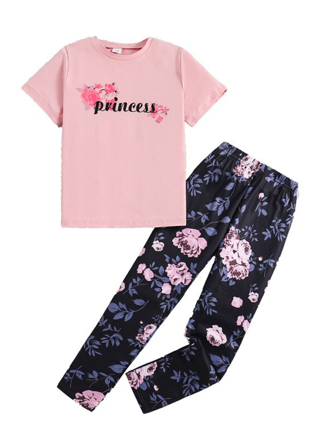 

StyleCast x Revolte Girls Pink Typography Printed Top with Leggings