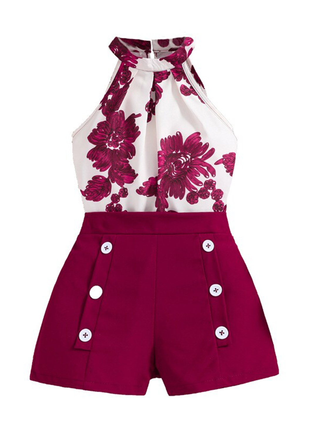 

StyleCast x Revolte Girls Halter Neck Printed Top with Shorts, Maroon