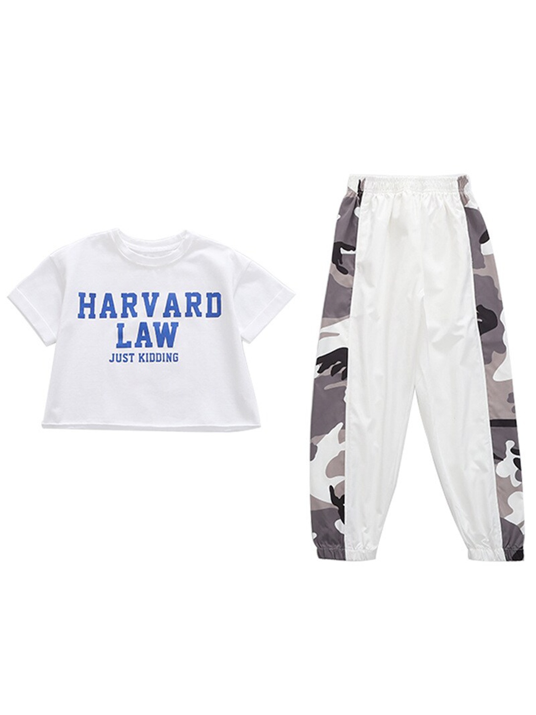 

StyleCast x Revolte Girls White & Blue Printed Top with Pyjamas