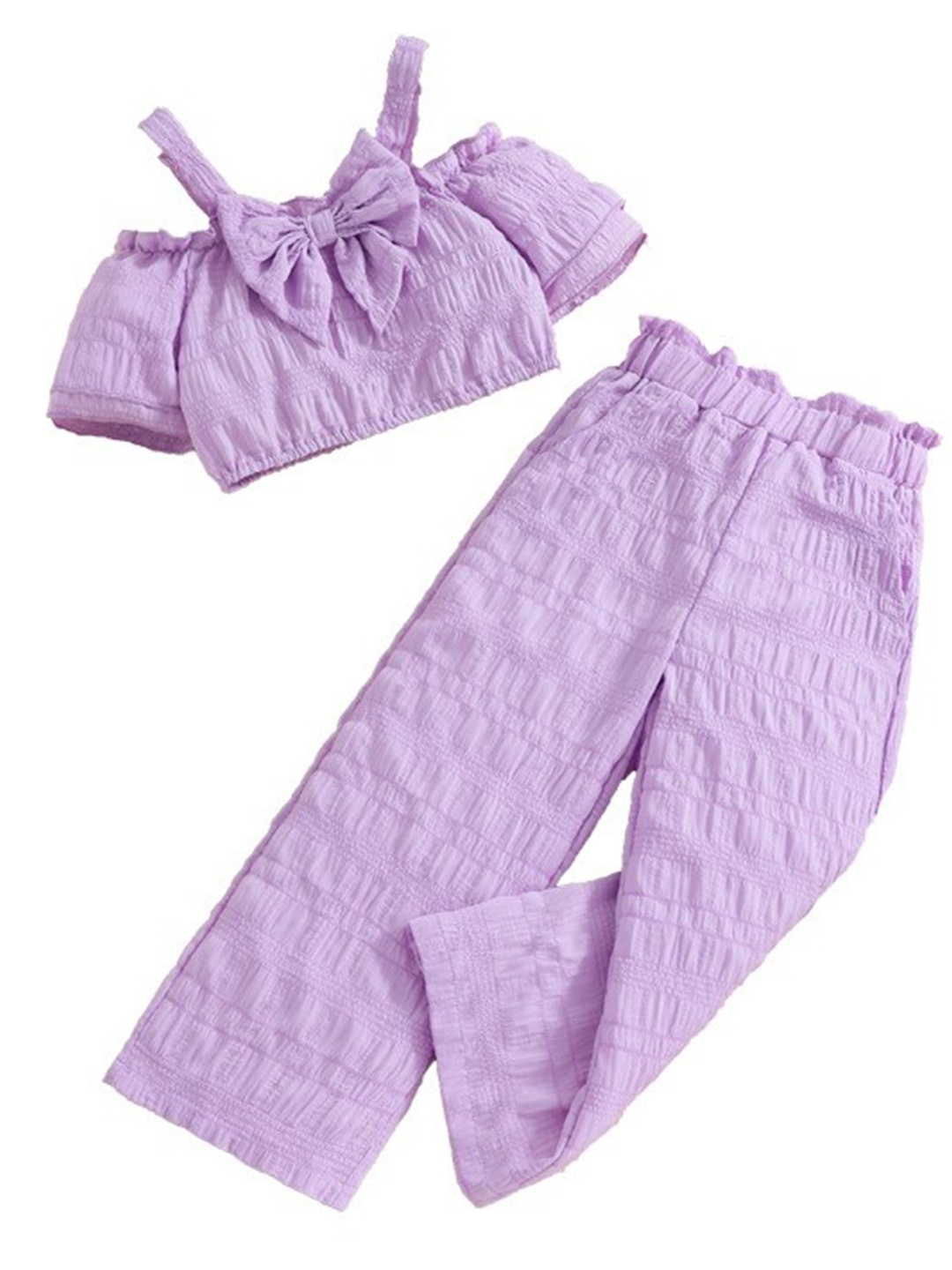 

StyleCast x Revolte Girls Short Sleeves Shoulder Straps Top with Leggings, Purple