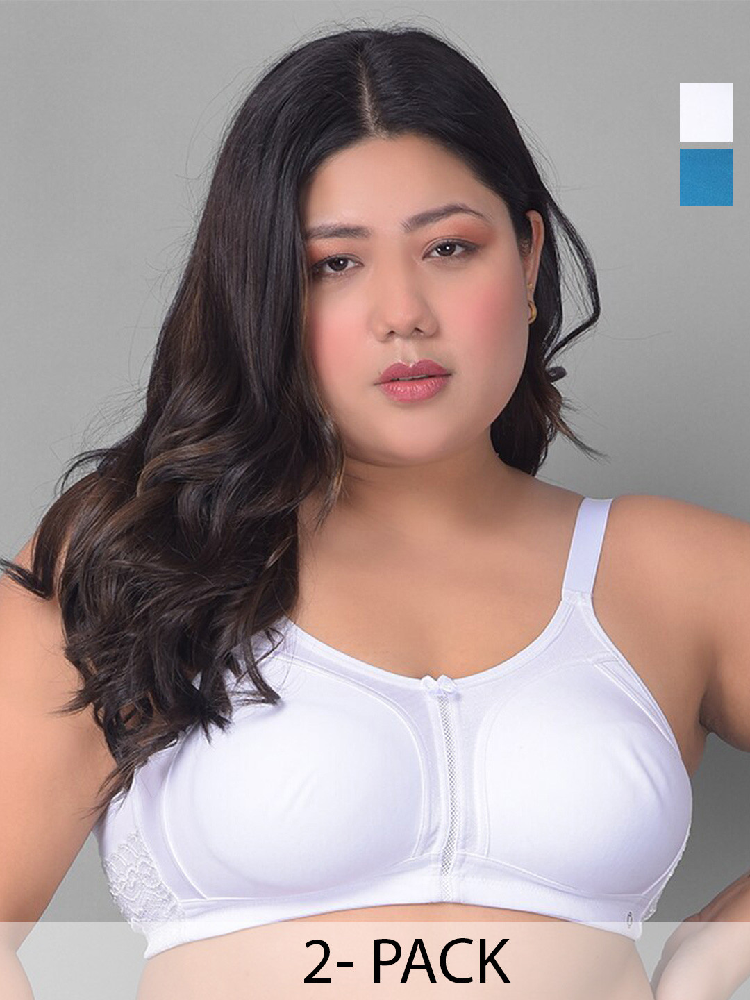 

Dollar Missy Plus Size Pack Of 2 Full Coverage Bra All Day Comfort, Blue