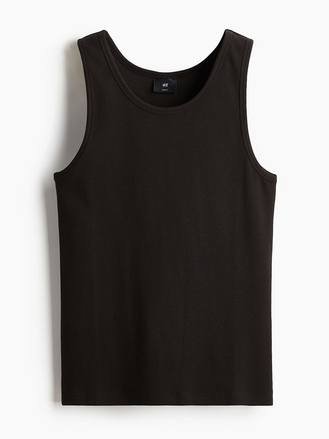 

H&M Men Slim-Fit Ribbed Vest Top, Black