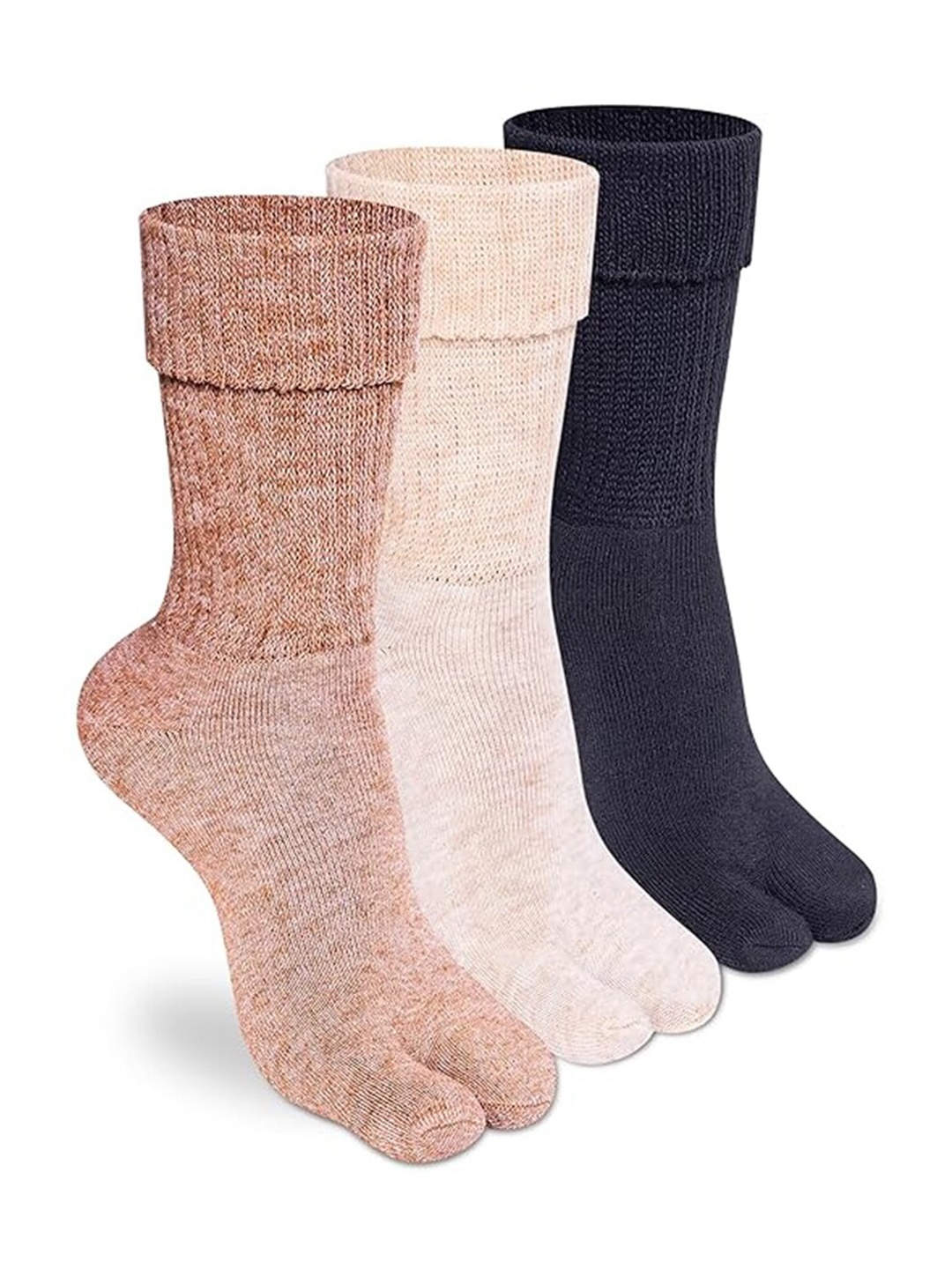 

Supersox Women Woolen Pack Of 3 Calf Length Winter Thumb Socks, Brown