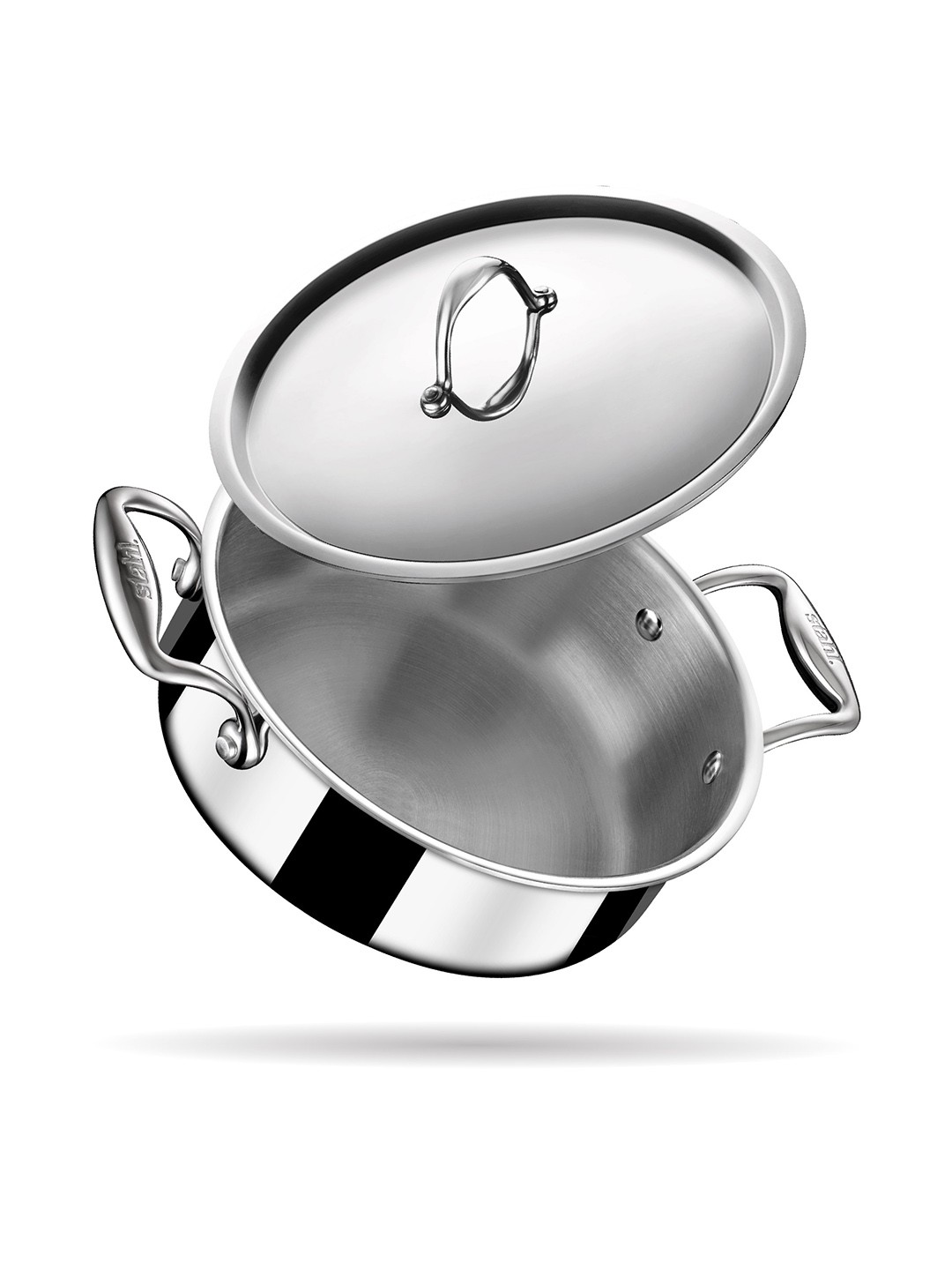 

Stahl Artisan Tri-Ply Stainless Steel Induction Base Cook and Serve Casserole, Silver