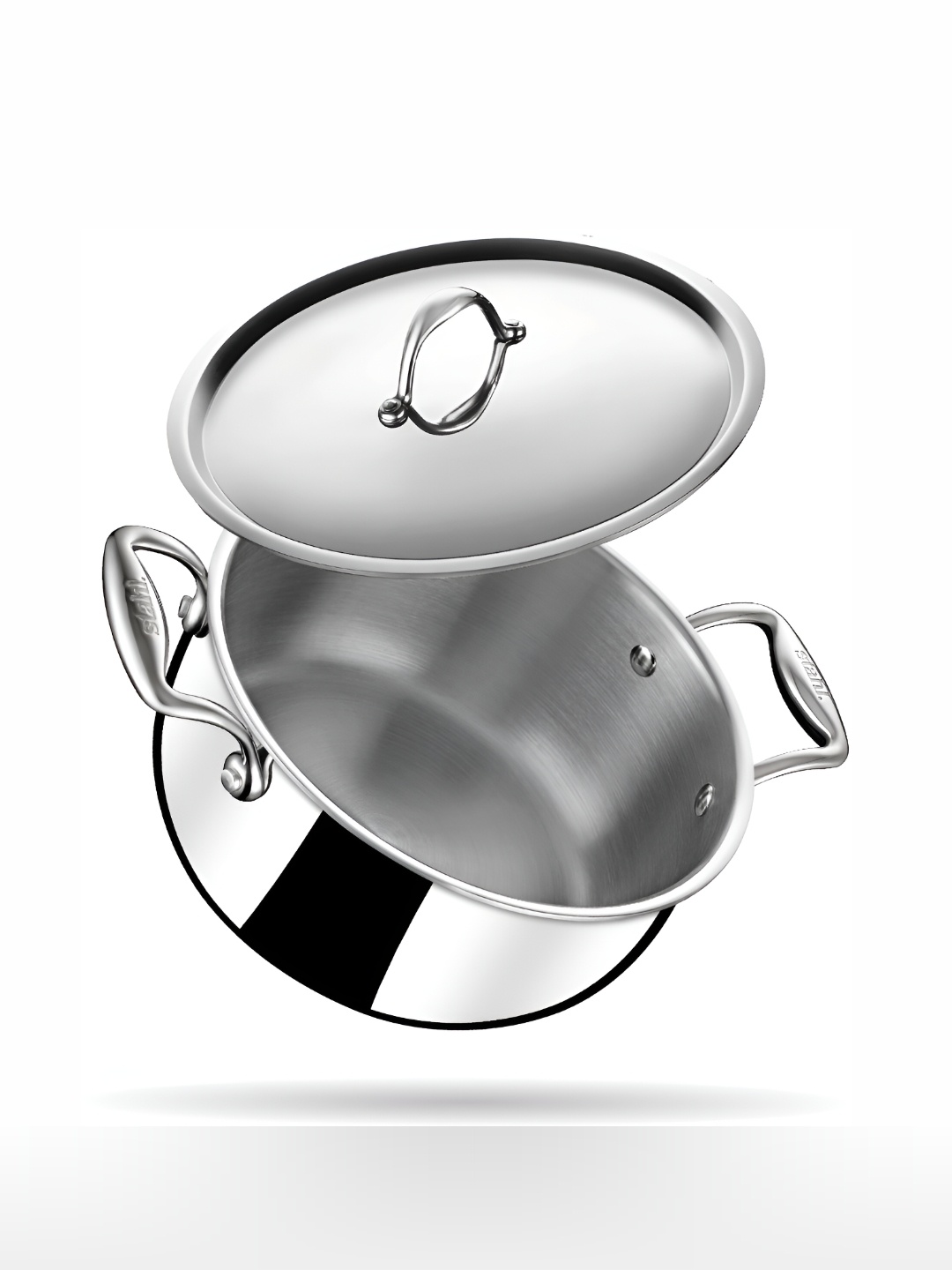 

Stahl Artisan Tri-Ply Stainless Steel Induction Base Cooking Casserole, Silver