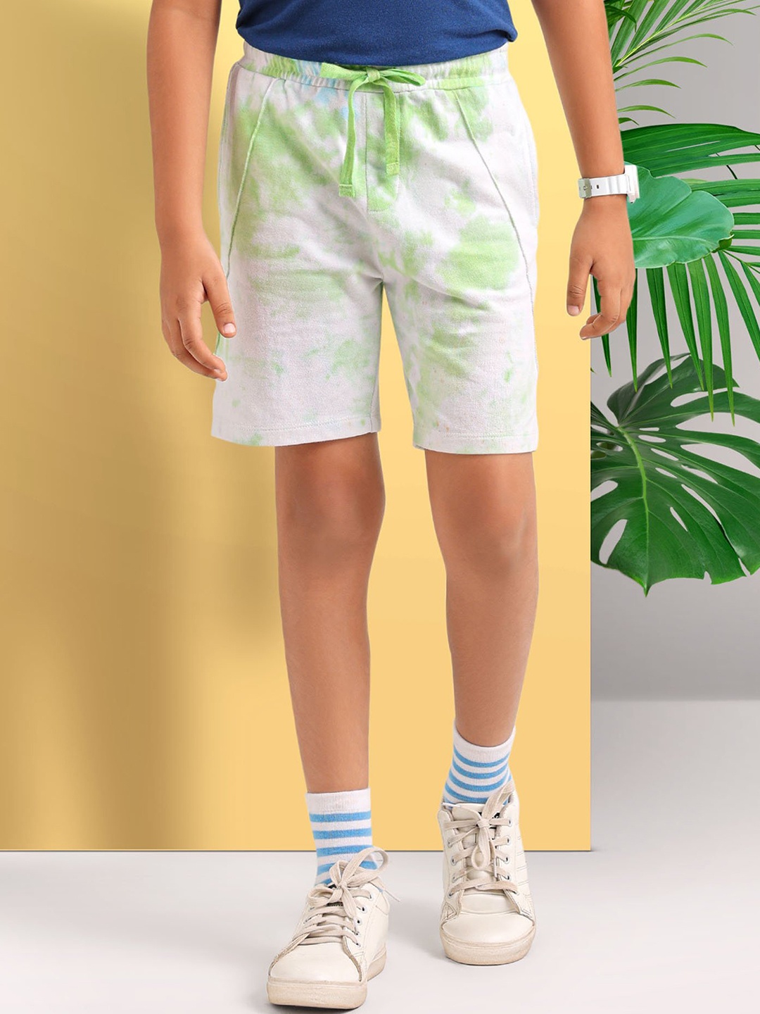 

ARIAS By LARA DUTTA Boys Tie and Dye Pure Cotton Shorts, White