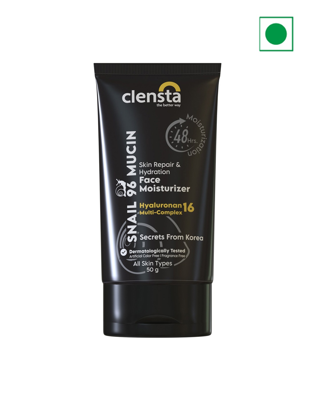 

Clensta Snail 96 Mucin Skin Repair Face Moisturizer With 48 Hrs Moisturization - 50g, Black