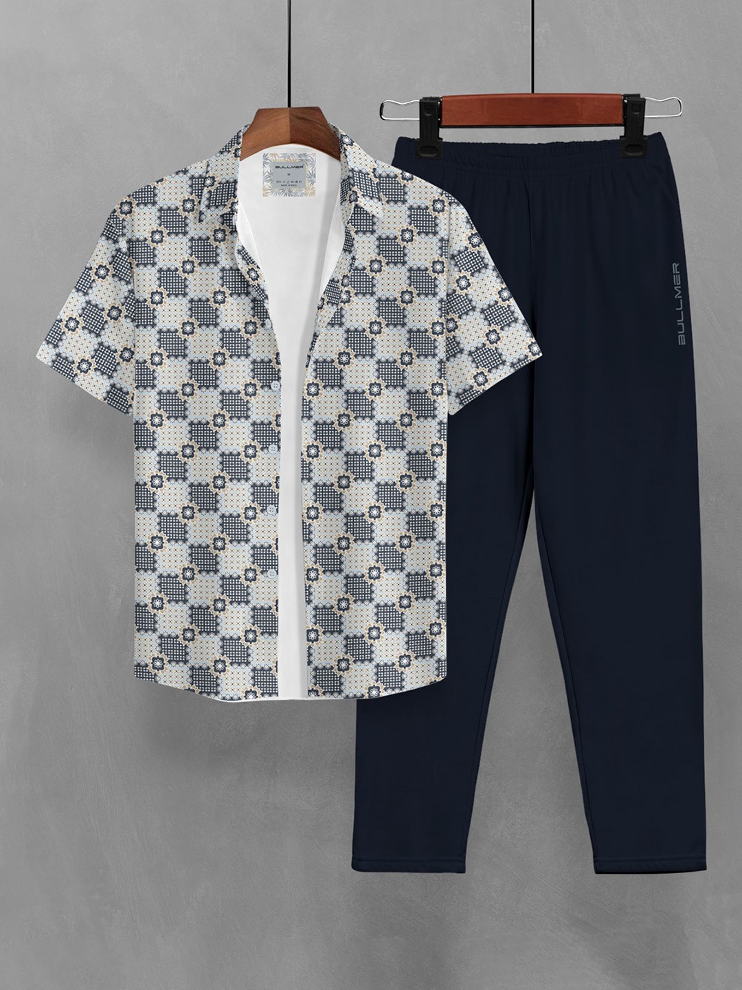 

BULLMER Geometric Printed Short Sleeve Shirt With Trouser, Green